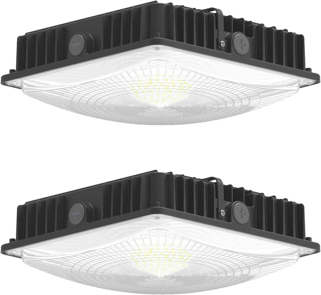 چراغ سقفی ال ای دی Deojoy بسته 2 عددی، 70 وات، جایگزین HID/HPS 300 وات، 9.5" x 9.5"، چراغ فروشگاهی ال ای دی، 5700K، AC100-277V، ضد آب IP65، چراغ سقفی بیرونی برای انبار پمپ بنزین (70W-بسته 2 عددی)