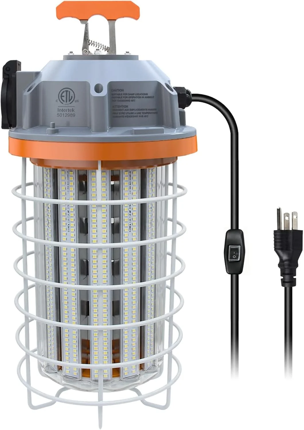 چراغ کار موقت LED ان اس، 150 وات، سفید مهتابی 5000 کلوین، 22250 لومن، چراغ های کارگاهی LED با نور بالا به همراه قلاب، چراغ کار قابل حمل و بادوام LED برای روشنایی داخلی و خارجی