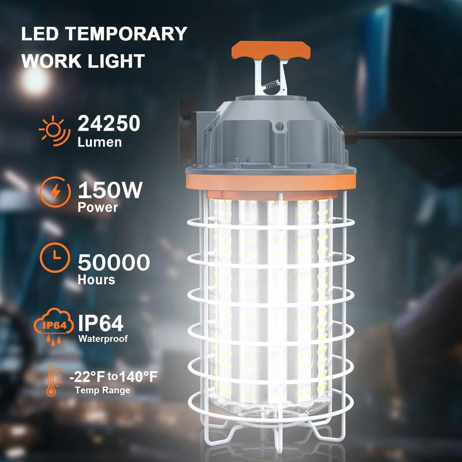 چراغ کار موقت LED ان اس، 150 وات، سفید مهتابی 5000 کلوین، 22250 لومن، چراغ های کارگاهی LED با نور بالا به همراه قلاب، چراغ کار قابل حمل و بادوام LED برای روشنایی داخلی و خارجی چراغ کار موقت LED ان اس، 150 وات، سفید مهتابی 5000 کلوین، 22250 لومن، چراغ های کارگاهی LED با نور بالا به همراه قلاب، چراغ کار قابل حمل و بادوام LED برای روشنایی داخلی و خارجی