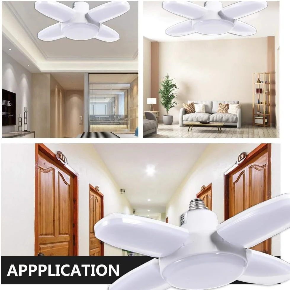 چراغ های LED گاراژ 38 وات 3800 لومن 6000-6500K لامپ تغییر شکل پذیر با 4 پنل قابل تنظیم، چراغ سقفی LED برای انبار، کارگاه، زیرزمین، آشپزخانه (E26 / E27) چراغ های LED گاراژ 38 وات 3800 لومن 6000-6500K لامپ تغییر شکل پذیر با 4 پنل قابل تنظیم، چراغ سقفی LED برای انبار، کارگاه، زیرزمین، آشپزخانه (E26 / E27)