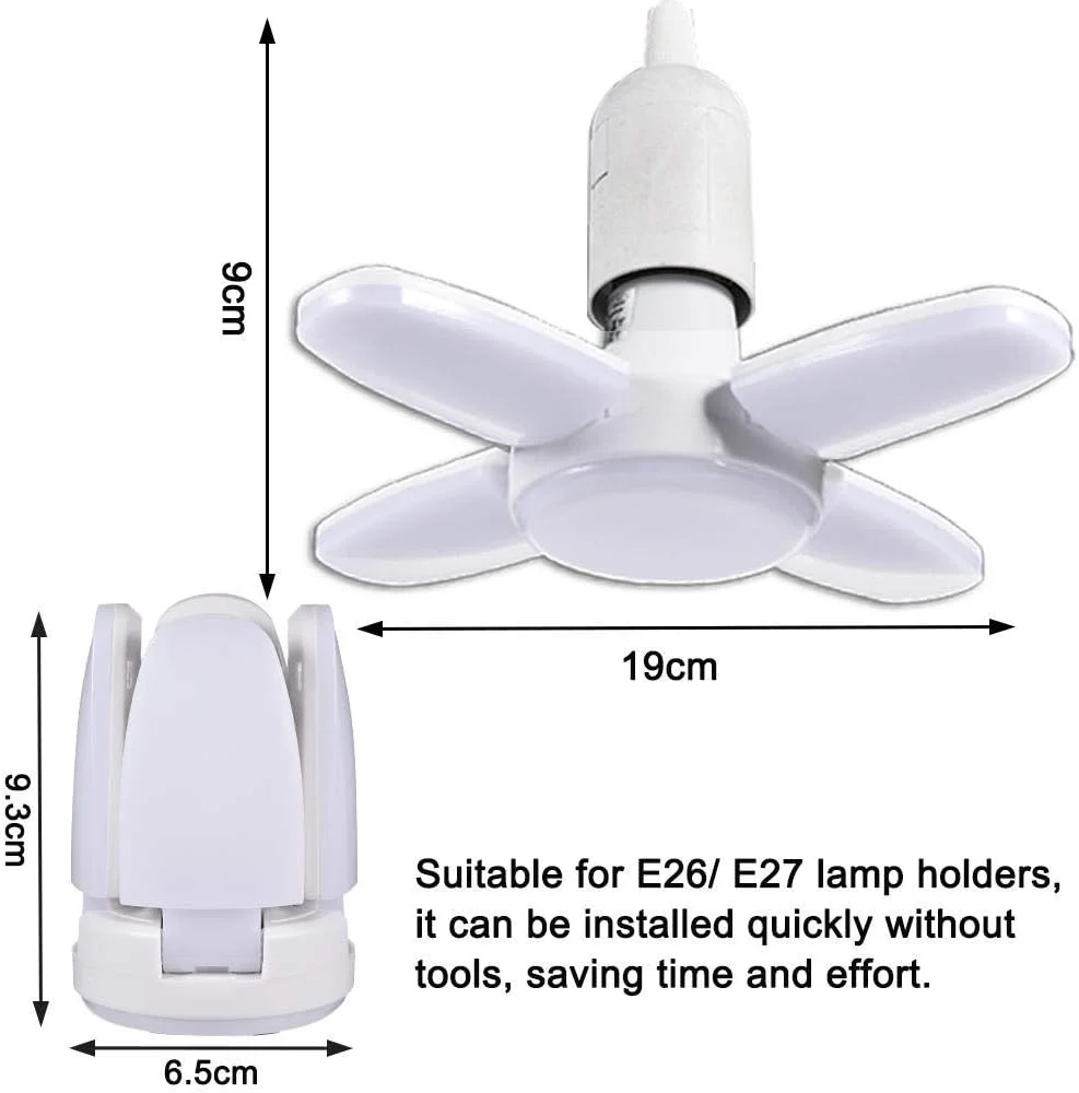 چراغ های LED گاراژ 38 وات 3800 لومن 6000-6500K لامپ تغییر شکل پذیر با 4 پنل قابل تنظیم، چراغ سقفی LED برای انبار، کارگاه، زیرزمین، آشپزخانه (E26 / E27) چراغ های LED گاراژ 38 وات 3800 لومن 6000-6500K لامپ تغییر شکل پذیر با 4 پنل قابل تنظیم، چراغ سقفی LED برای انبار، کارگاه، زیرزمین، آشپزخانه (E26 / E27)