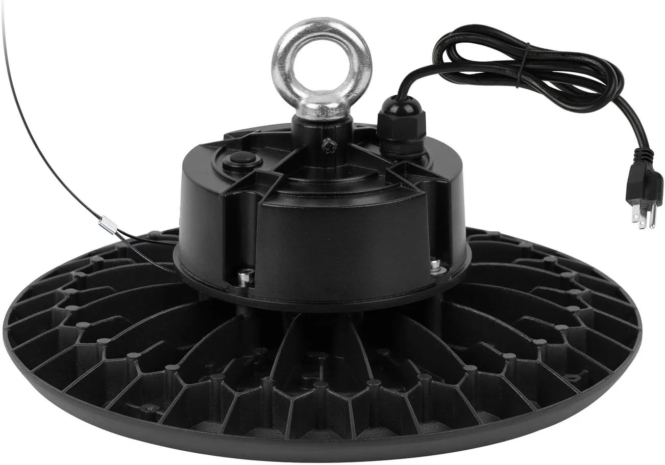 چراغ سوله ای LED کیو چینگچن 100 وات 4000K سفید طبیعی، 0-10 ولت دیمر پذیر، دارای گواهینامه ETL، چراغ کارگاهی LED برای کارخانه، انبار، جایگزین برای 400 وات MH/HPS