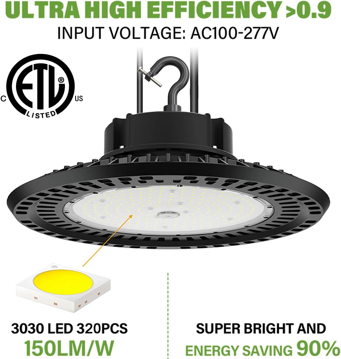 چراغ سوله ای LED بی اف تی 240 وات UFO 5000K 36000 لومن، دیمر پذیر 1-10 ولت، جایگزین 1000 وات HID/HPS، کابل 5 فوتی UL، IP65، نصب با قلاب، چراغ های کارگاهی، گاراژ، کارخانه، انبار، روشنایی محوطه. چراغ سوله ای LED بی اف تی 240 وات UFO 5000K 36000 لومن، دیمر پذیر 1-10 ولت، جایگزین 1000 وات HID/HPS، کابل 5 فوتی UL، IP65، نصب با قلاب، چراغ های کارگاهی، گاراژ، کارخانه، انبار، روشنایی محوطه.