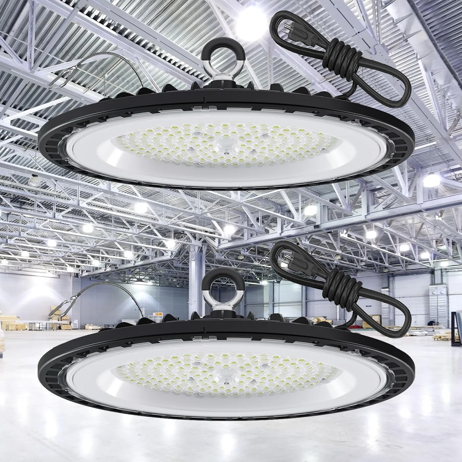 چراغ سوله ای ال ای دی UFO جی جی تی اچ، 2 عددی، نور روز 5000K، 150 وات، دارای سیم برق 6 فوتی، 15000 لومن، 120 ولت AC، ضد آب IP66، مقاوم در برابر شکستگی، دارای گواهینامه ETL چراغ سوله ای ال ای دی UFO جی جی تی اچ، 2 عددی، نور روز 5000K، 150 وات، دارای سیم برق 6 فوتی، 15000 لومن، 120 ولت AC، ضد آب IP66، مقاوم در برابر شکستگی، دارای گواهینامه ETL