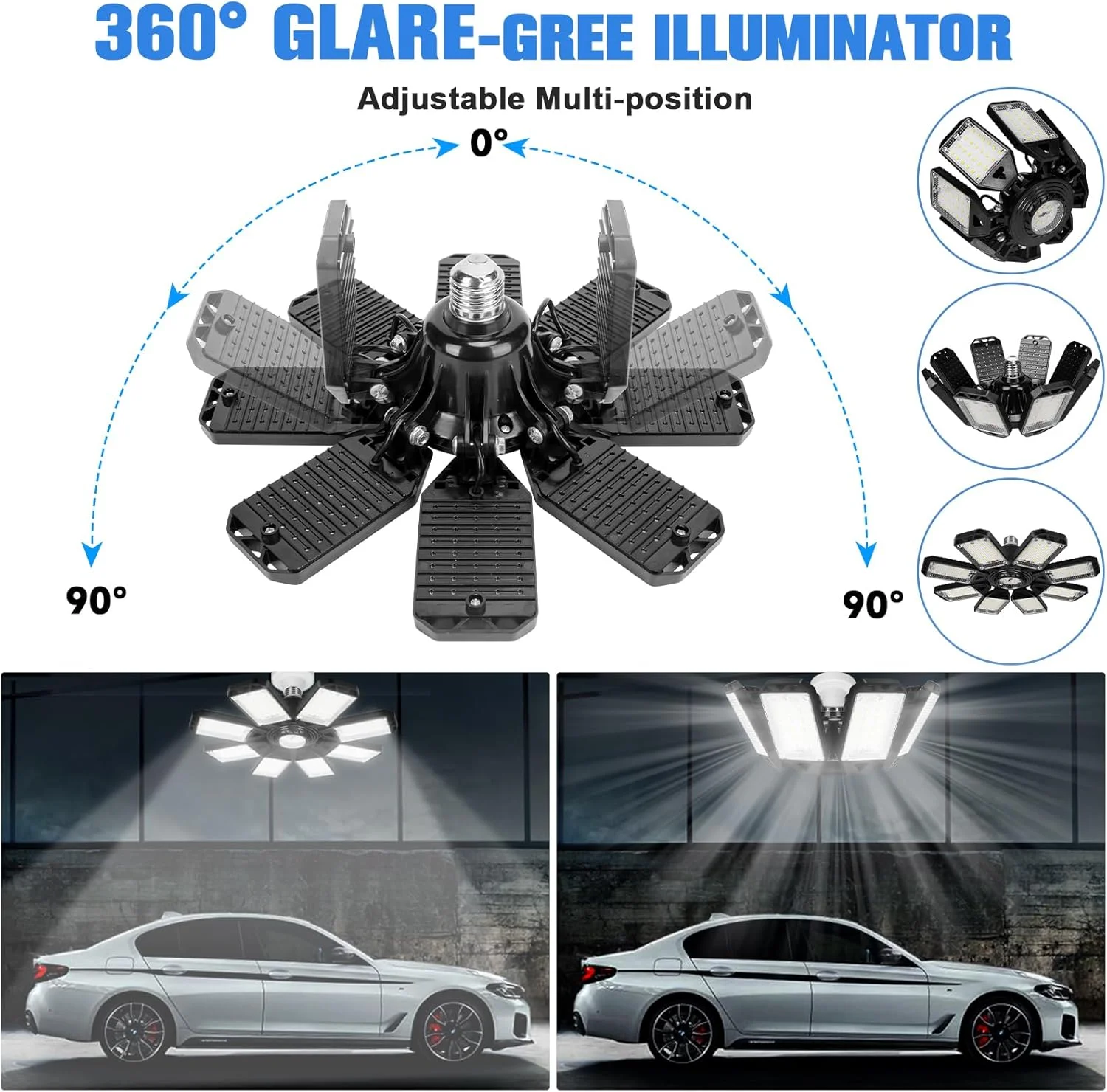 لامپ گاراژی LED Aoretic، 8 پنل، بسته 2 عددی - 200 وات، 20000 لومن، 6500K، چراغ کارگاهی LED با 8 پنل تغییر شکل پذیر، چراغ زیرزمین، چراغ سقفی گاراژ لامپ گاراژی LED Aoretic، 8 پنل، بسته 2 عددی - 200 وات، 20000 لومن، 6500K، چراغ کارگاهی LED با 8 پنل تغییر شکل پذیر، چراغ زیرزمین، چراغ سقفی گاراژ