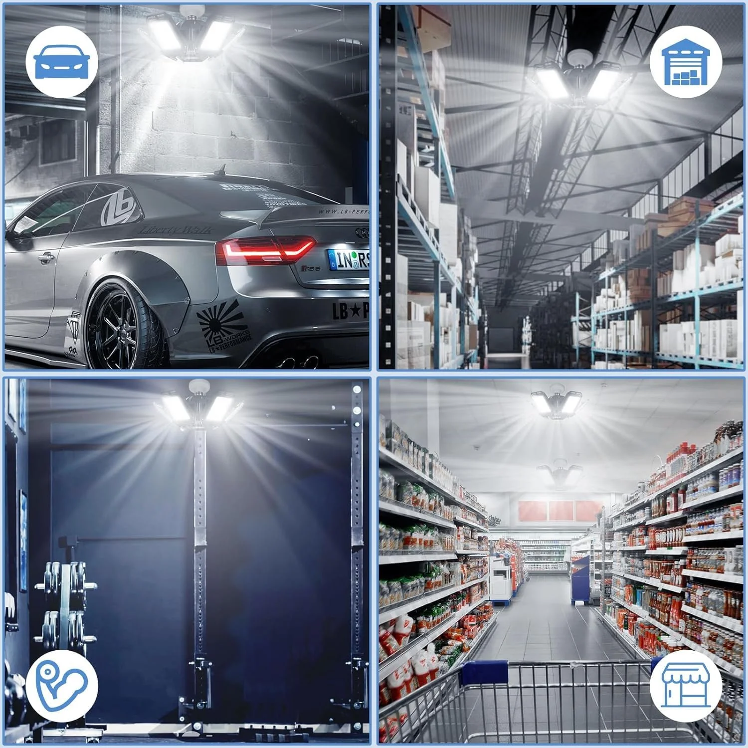 لامپ گاراژی LED Aoretic، 8 پنل، بسته 2 عددی - 200 وات، 20000 لومن، 6500K، چراغ کارگاهی LED با 8 پنل تغییر شکل پذیر، چراغ زیرزمین، چراغ سقفی گاراژ لامپ گاراژی LED Aoretic، 8 پنل، بسته 2 عددی - 200 وات، 20000 لومن، 6500K، چراغ کارگاهی LED با 8 پنل تغییر شکل پذیر، چراغ زیرزمین، چراغ سقفی گاراژ