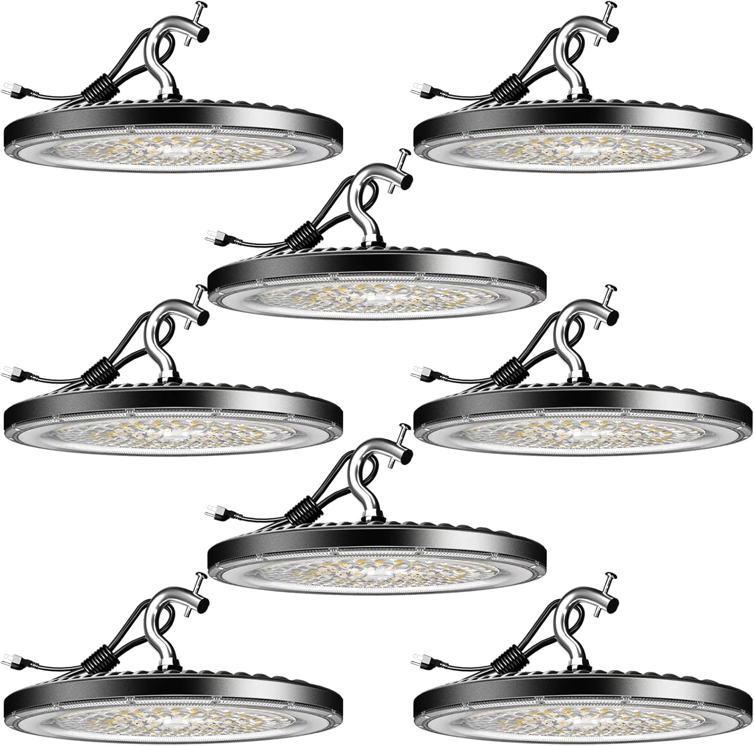 چراغ سوله ای ال ای دی 150 وات Lightdot، 5000K، 22500 لومن (معادل 600 وات HPS/MH)، چراغ سوله ای ال ای دی دارای لیست ETL، AC100-277V، صرفه جویی در انرژی UFO LED تا 760KW*8/Y (5 ساعت در روز) - بسته 8 عددی با 5 سال گارانتی