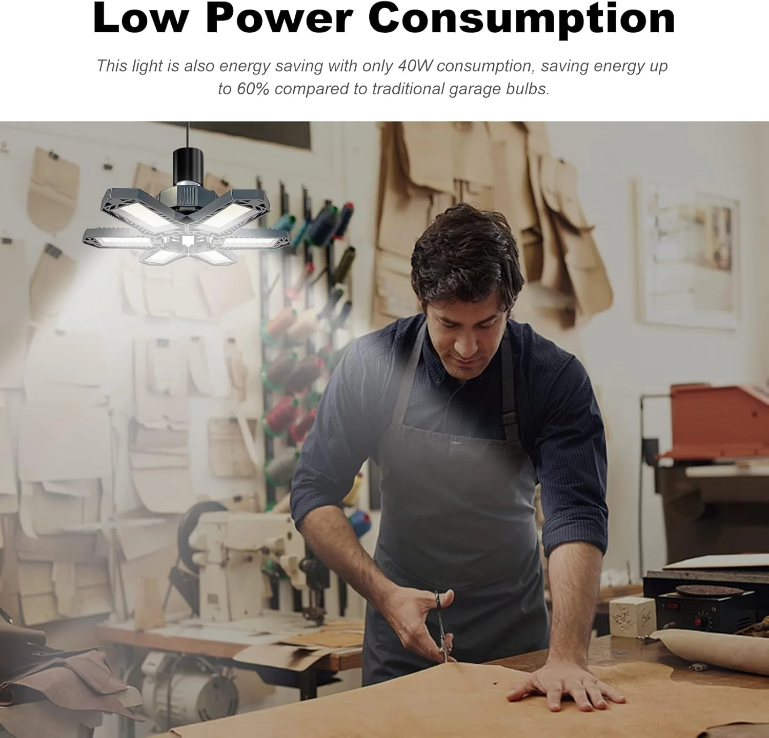 چراغ های LED گاراژ - چراغ های سقفی کوچک با 6 پنل قابل تنظیم، لامپ فن تغییر شکل دهنده سقفی 100-265 ولت 1500 لومن 6500K E27/E26 برای اتاق زیر شیروانی، زیرزمین چراغ های LED گاراژ - چراغ های سقفی کوچک با 6 پنل قابل تنظیم، لامپ فن تغییر شکل دهنده سقفی 100-265 ولت 1500 لومن 6500K E27/E26 برای اتاق زیر شیروانی، زیرزمین