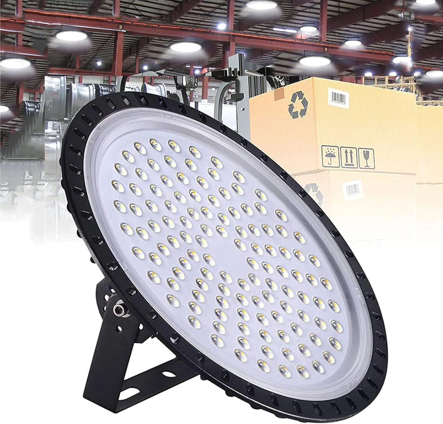 چراغ LED سوله ای 300 وات، 30000 لومن UFO LED، چراغ های LED سوله ای 6000K، چراغ های LED انبار IP54، چراغ تجاری انبار، چراغ های سوله ای برای کارگاه کارخانه گاراژ