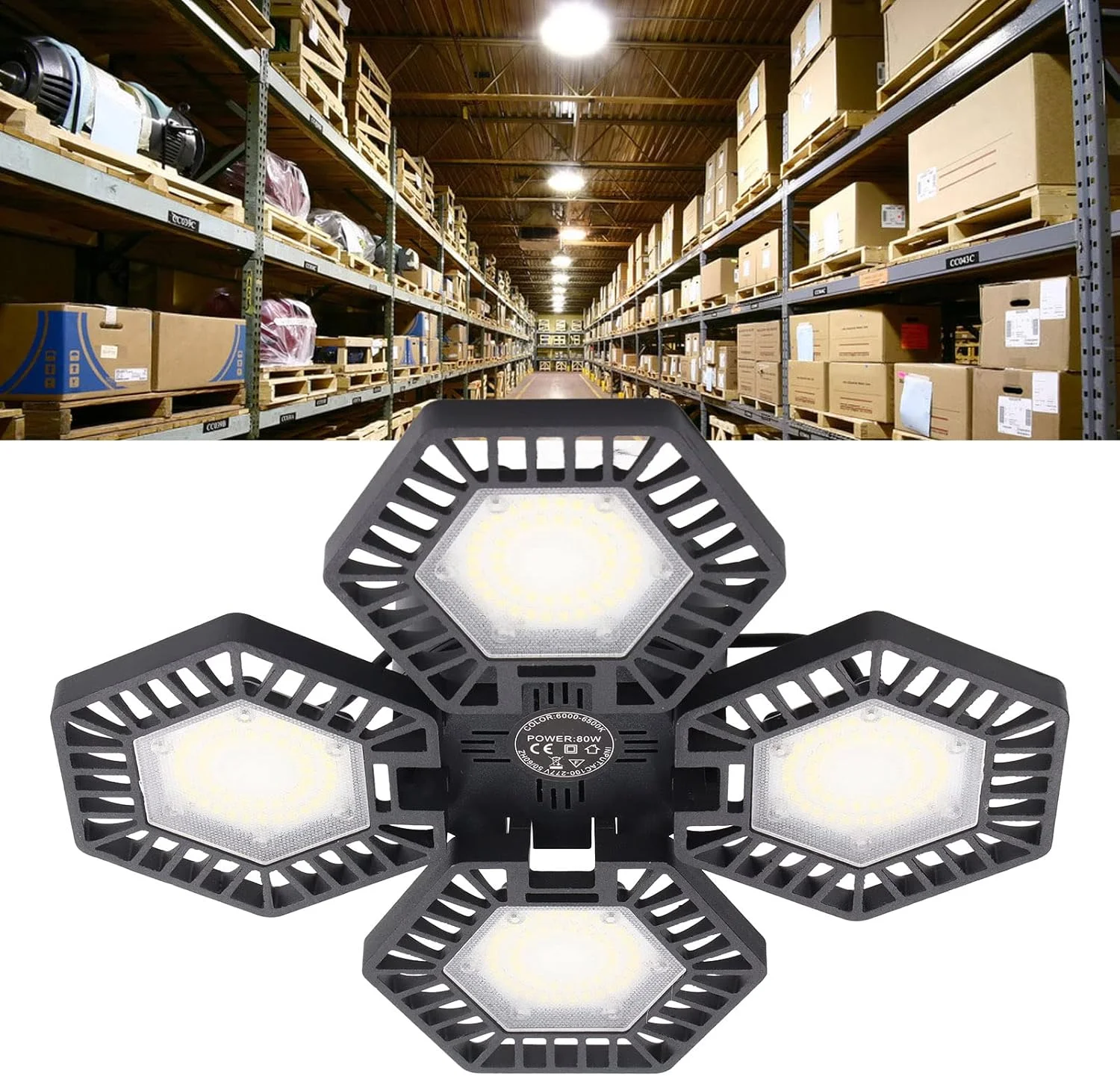 چراغ های LED گاراژ، چراغ های سقفی LED گاراژ تغییر شکل پذیر با 4 پنل قابل تنظیم برای فروشگاه، زیرزمین، انبار، نور بالا چراغ های LED گاراژ، چراغ های سقفی LED گاراژ تغییر شکل پذیر با 4 پنل قابل تنظیم برای فروشگاه، زیرزمین، انبار، نور بالا