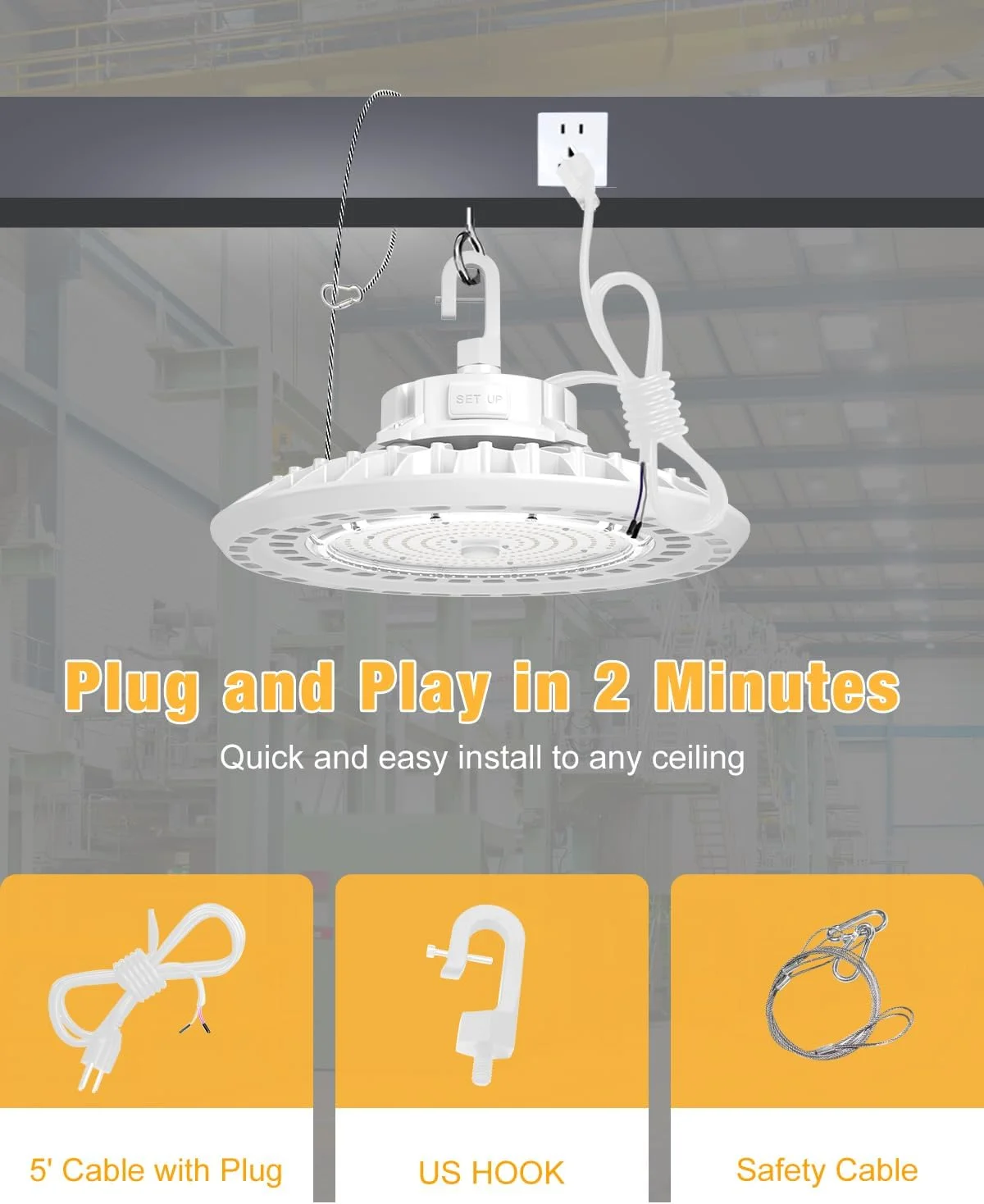 چراغ سوله ای ال ای دی 240 وات UFO سفید 4 عددی، چراغ های سوله ای ال ای دی 36000 لومن، چراغ های کارگاهی ال ای دی سوله ای دیمر پذیر 0-10 ولت، کابل 5 فوتی با دوشاخه آمریکایی، قلاب آویز، طناب ایمنی، دارای لیست ETL برای انبار کارخانه انبار فروشگاه چراغ سوله ای ال ای دی 240 وات UFO سفید 4 عددی، چراغ های سوله ای ال ای دی 36000 لومن، چراغ های کارگاهی ال ای دی سوله ای دیمر پذیر 0-10 ولت، کابل 5 فوتی با دوشاخه آمریکایی، قلاب آویز، طناب ایمنی، دارای لیست ETL برای انبار کارخانه انبار فروشگاه