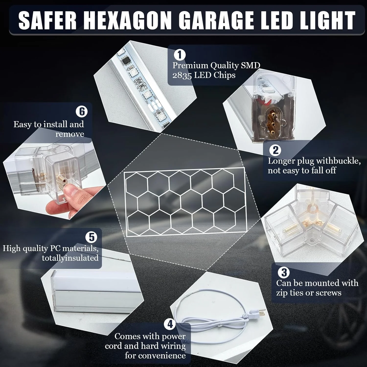 سیستم نورپردازی گاراژ LED شش ضلعی Baquler 15، چراغ های کارگاهی LED لانه زنبوری با حاشیه سفید برای گاراژ، کارگاه، فروشگاه دیتیلینگ خودرو، سالن نمایشگاه، 680 وات 81600 لومن، دکور سقف 4.84 × 2.43 متر (1 ست) سیستم نورپردازی گاراژ LED شش ضلعی Baquler 15، چراغ های کارگاهی LED لانه زنبوری با حاشیه سفید برای گاراژ، کارگاه، فروشگاه دیتیلینگ خودرو، سالن نمایشگاه، 680 وات 81600 لومن، دکور سقف 4.84 × 2.43 متر (1 ست)