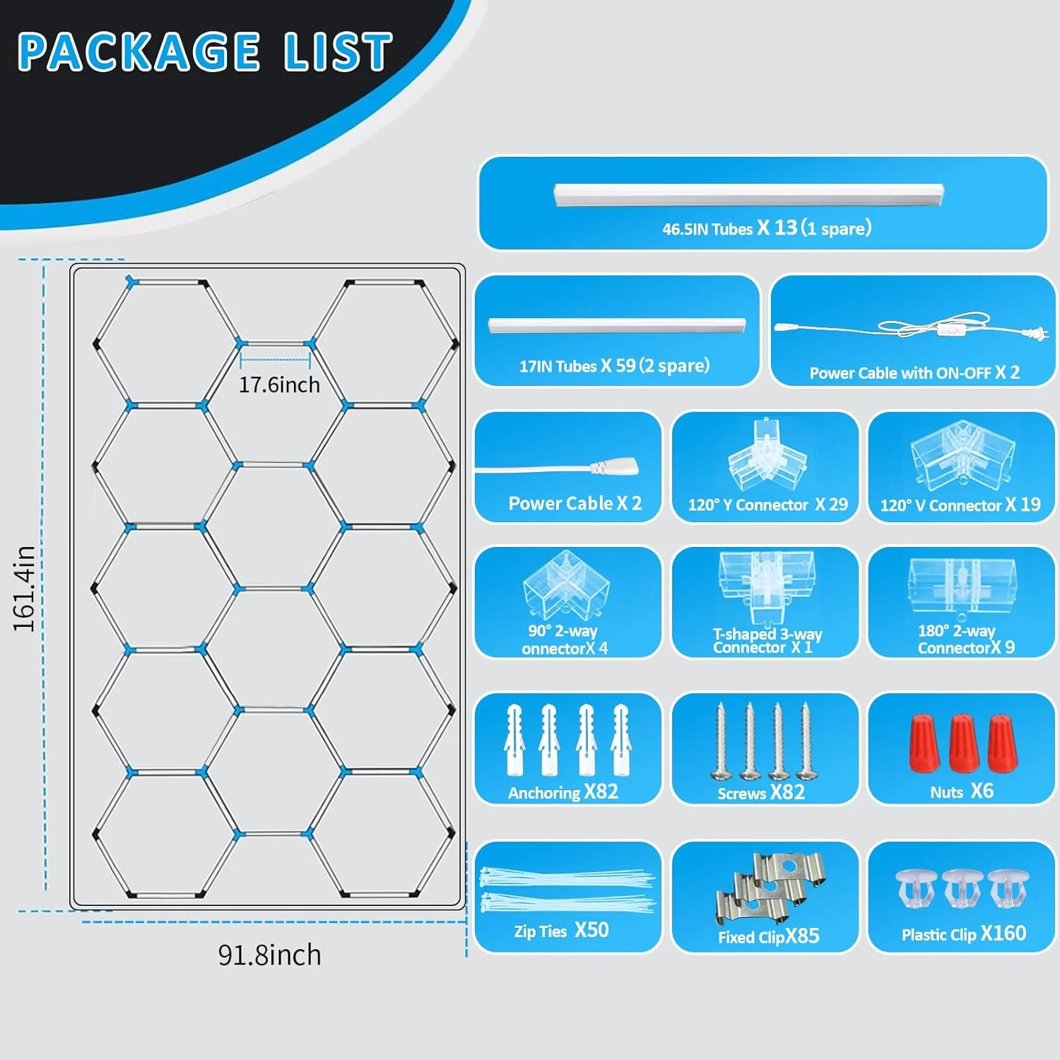 چراغ های گاراژ LED شش ضلعی Tewei با قاب مستطیلی، 900 وات 90000 لومن 6500K فوق العاده روشن، 14 شبکه چراغ سقفی برای کارگاه، انبار، سالن ورزشی، فروشگاه های دیتیلینگ خودرو چراغ های گاراژ LED شش ضلعی Tewei با قاب مستطیلی، 900 وات 90000 لومن 6500K فوق العاده روشن، 14 شبکه چراغ سقفی برای کارگاه، انبار، سالن ورزشی، فروشگاه های دیتیلینگ خودرو