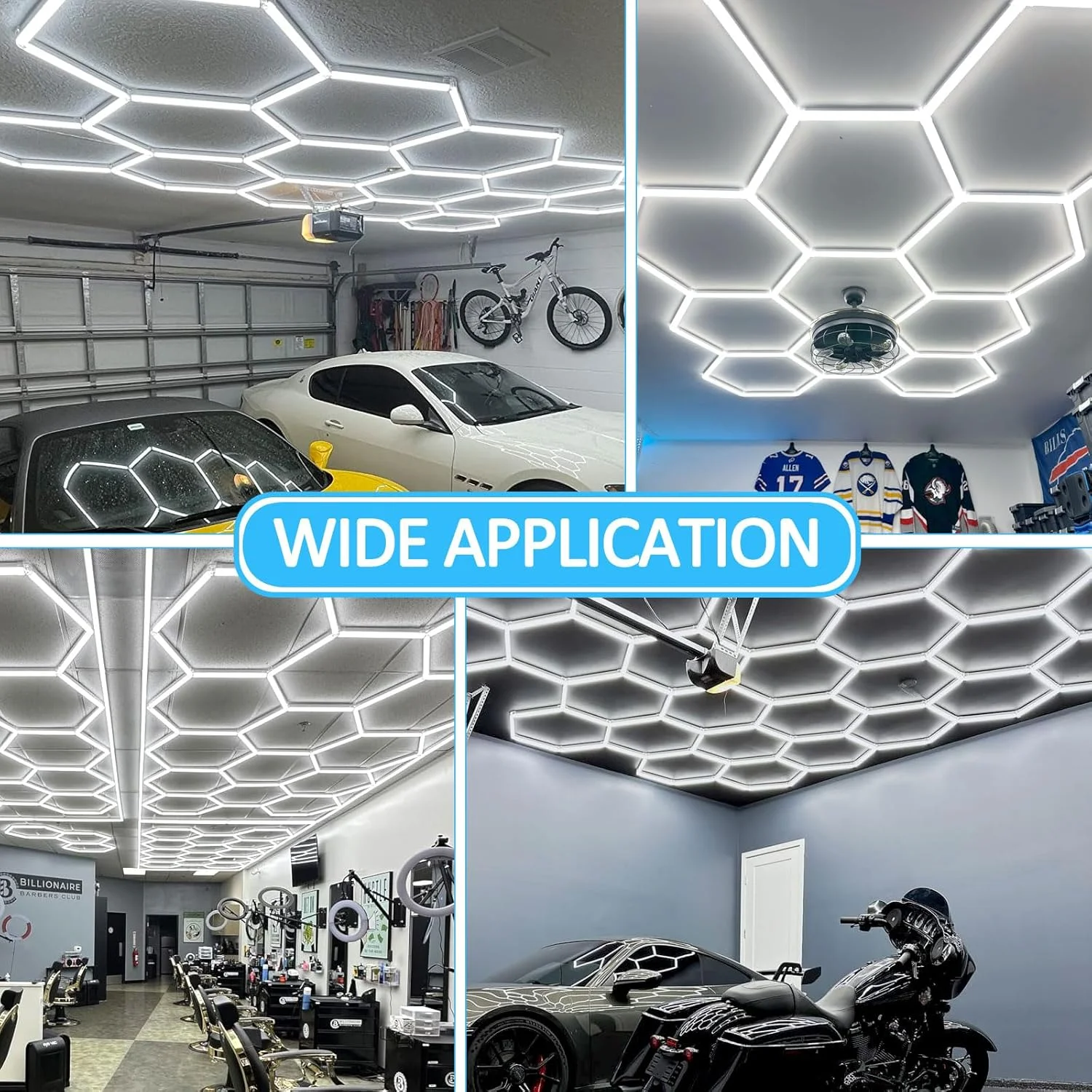 چراغ های گاراژ LED شش ضلعی Tewei با قاب مستطیلی، 900 وات 90000 لومن 6500K فوق العاده روشن، 14 شبکه چراغ سقفی برای کارگاه، انبار، سالن ورزشی، فروشگاه های دیتیلینگ خودرو چراغ های گاراژ LED شش ضلعی Tewei با قاب مستطیلی، 900 وات 90000 لومن 6500K فوق العاده روشن، 14 شبکه چراغ سقفی برای کارگاه، انبار، سالن ورزشی، فروشگاه های دیتیلینگ خودرو