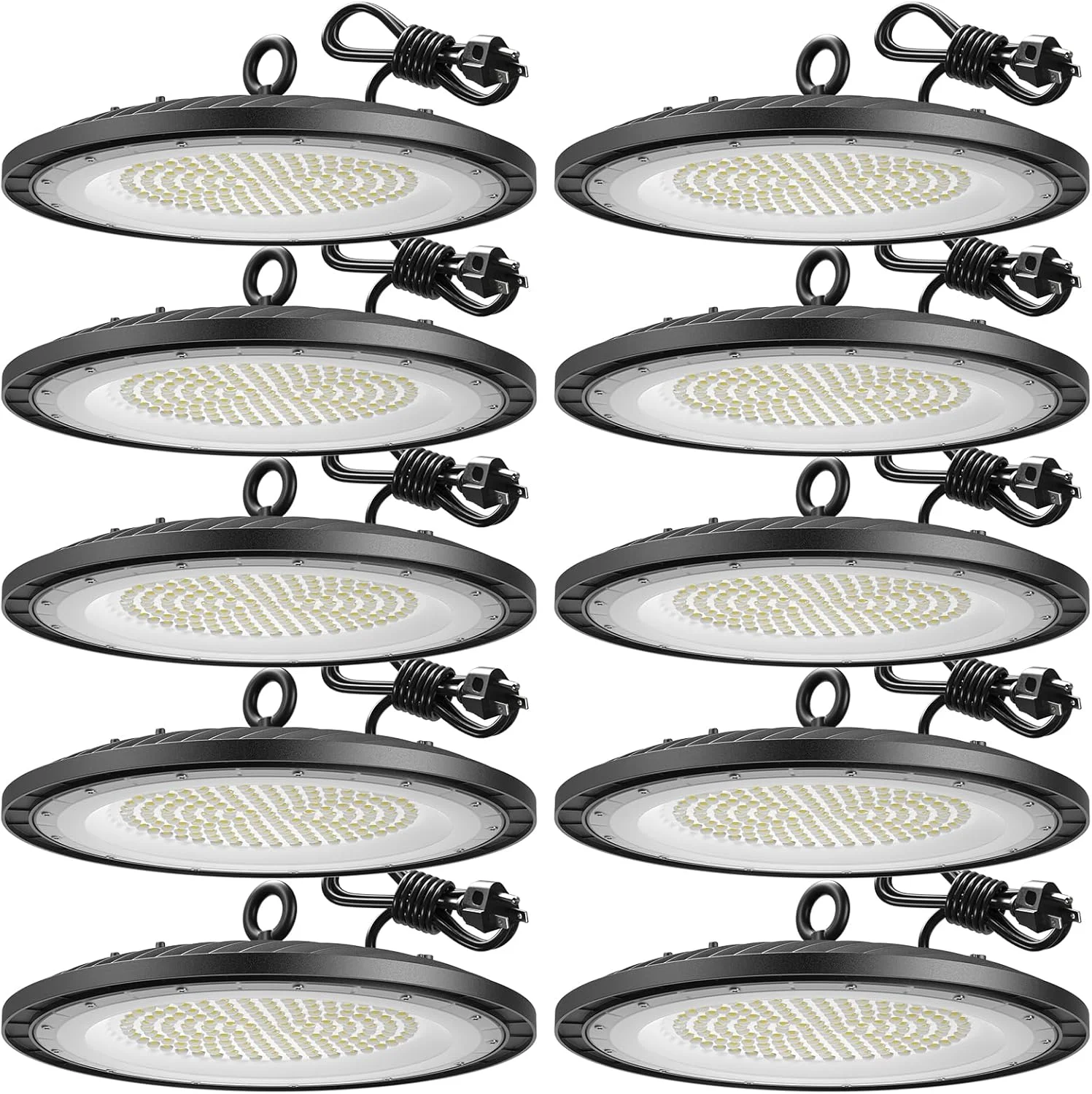 چراغ سوله ای LED آمیکو مدل UFO با توان 150 وات، 21000 لومن، 5000 کلوین، بسته 10 عددی، دارای گواهینامه UL