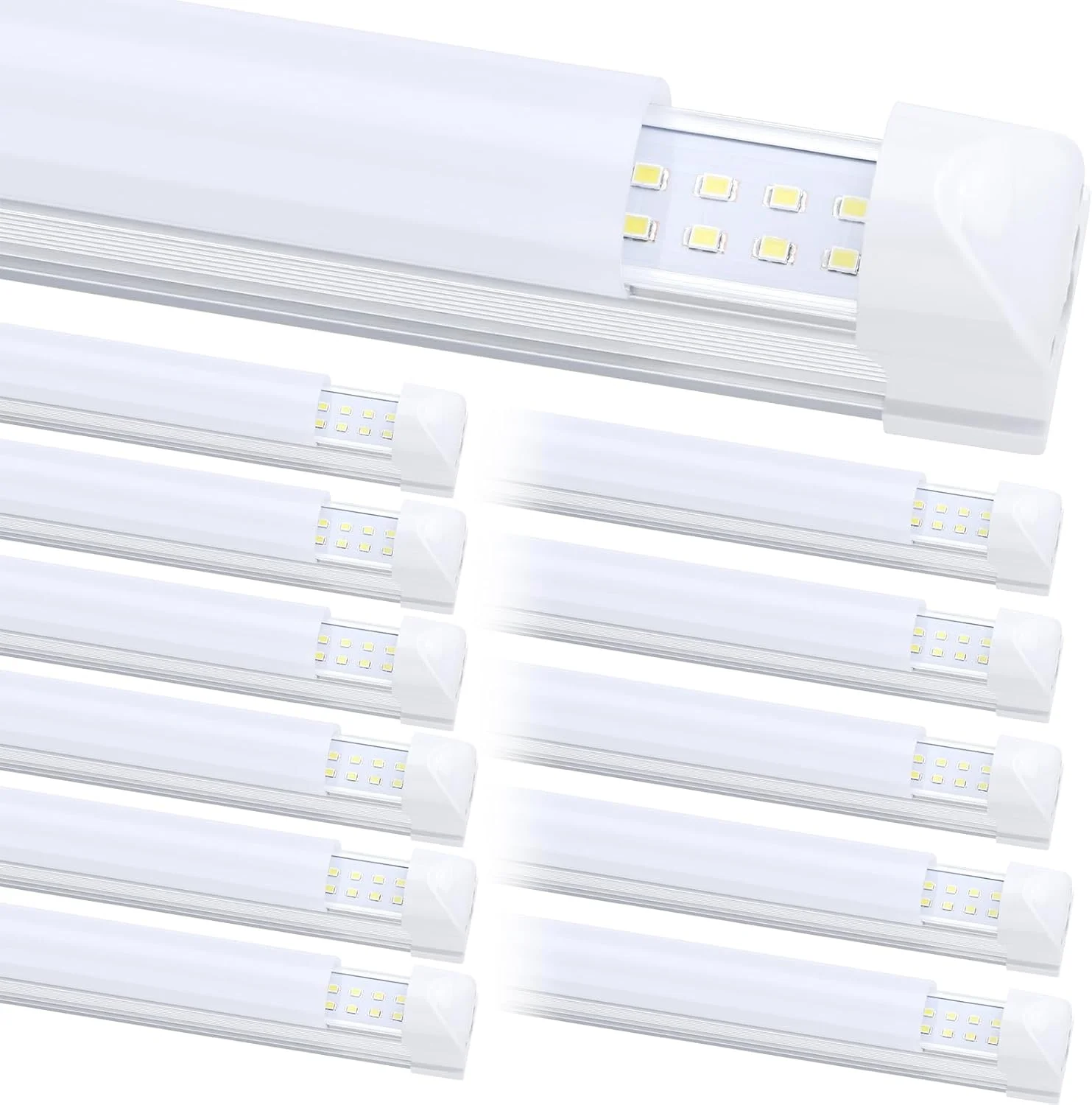 (بسته 12 عددی) چراغ کارگاهی LED 8 فوتی، فوق العاده روشن 100 وات 6000K سفید سرد 15000LM، چراغ های LED 8 فوتی، شکل تخت 2 ردیفه 96 اینچی، چراغ های کارگاهی LED، چراغ های لوله ای LED T8 قابل اتصال برای انبار گاراژ (بسته 12 عددی) چراغ کارگاهی LED 8 فوتی، فوق العاده روشن 100 وات 6000K سفید سرد 15000LM، چراغ های LED 8 فوتی، شکل تخت 2 ردیفه 96 اینچی، چراغ های کارگاهی LED، چراغ های لوله ای LED T8 قابل اتصال برای انبار گاراژ