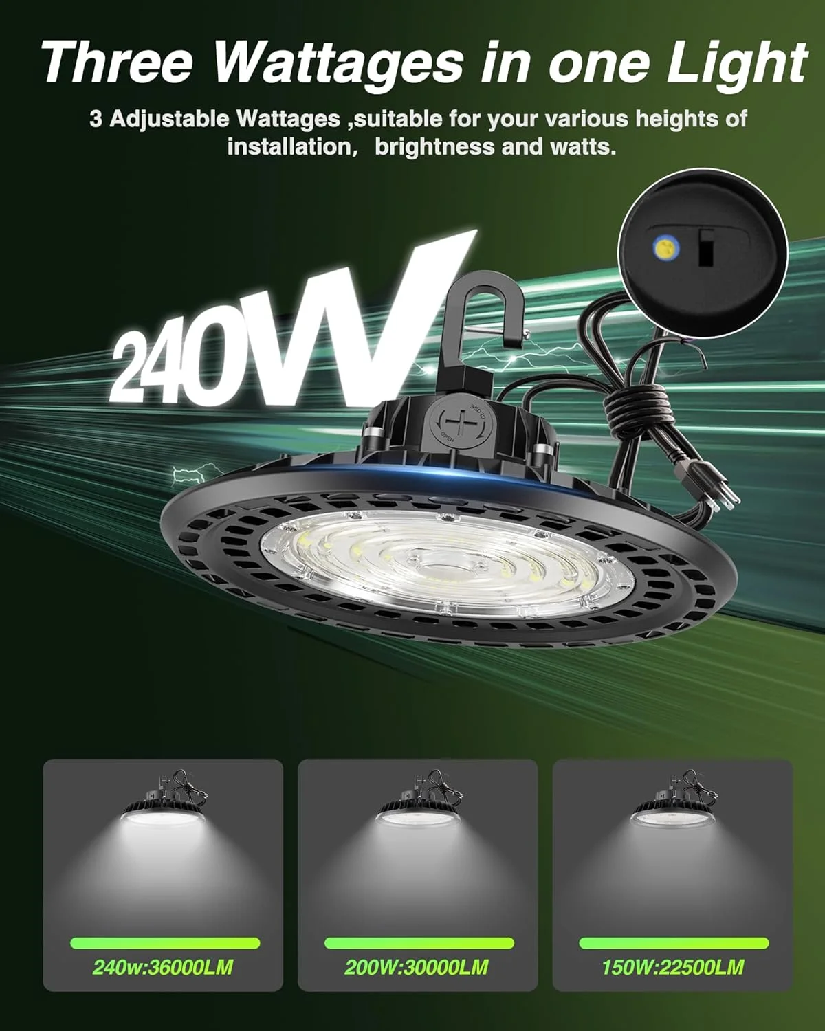 چراغ های ال ای دی سوله ای فوق العاده روشن YXL 240W، بسته 6 عددی، چراغ های کارگاهی ال ای دی سوله ای UFO با نور 36000 لومن 5000K، قابلیت تنظیم نور 0-10 ولت، دوشاخه آمریکایی با کابل 5 فوتی، چراغ های سوله ای 100-277 ولت برای کارگاه، انبار، دارای گواهینامه UL چراغ های ال ای دی سوله ای فوق العاده روشن YXL 240W، بسته 6 عددی، چراغ های کارگاهی ال ای دی سوله ای UFO با نور 36000 لومن 5000K، قابلیت تنظیم نور 0-10 ولت، دوشاخه آمریکایی با کابل 5 فوتی، چراغ های سوله ای 100-277 ولت برای کارگاه، انبار، دارای گواهینامه UL