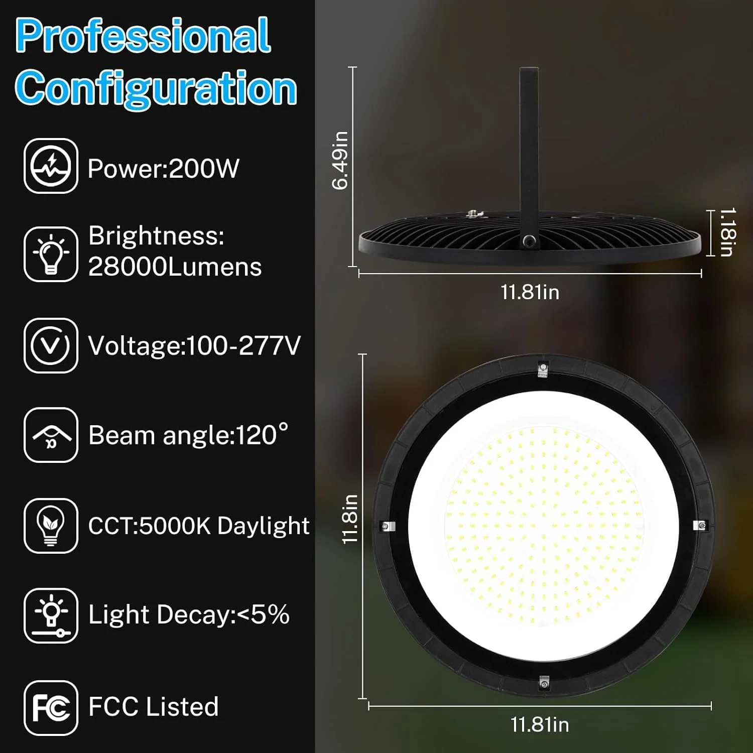 چراغ سوله ای LED مدل LONGLUX 200W بسته 10 عددی، فوق العاده روشن 28000 لومن با دوشاخه آمریکایی، کابل 5 فوتی، 100V-277V، 5000K، ضد آب، چراغ کارگاهی LED برای انبار، کارگاه، کارخانه، انبار غله، روشنایی گاراژ، دارای گواهی FCC چراغ سوله ای LED مدل LONGLUX 200W بسته 10 عددی، فوق العاده روشن 28000 لومن با دوشاخه آمریکایی، کابل 5 فوتی، 100V-277V، 5000K، ضد آب، چراغ کارگاهی LED برای انبار، کارگاه، کارخانه، انبار غله، روشنایی گاراژ، دارای گواهی FCC