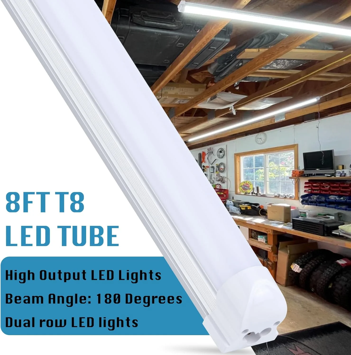 (بسته 12 عددی) چراغ کارگاهی LED 8 فوتی، فوق العاده روشن 100 وات 6000K سفید سرد 15000LM، چراغ های LED 8 فوتی، شکل تخت 2 ردیفه 96 اینچی، چراغ های کارگاهی LED، چراغ های لوله ای LED T8 قابل اتصال برای انبار گاراژ (بسته 12 عددی) چراغ کارگاهی LED 8 فوتی، فوق العاده روشن 100 وات 6000K سفید سرد 15000LM، چراغ های LED 8 فوتی، شکل تخت 2 ردیفه 96 اینچی، چراغ های کارگاهی LED، چراغ های لوله ای LED T8 قابل اتصال برای انبار گاراژ