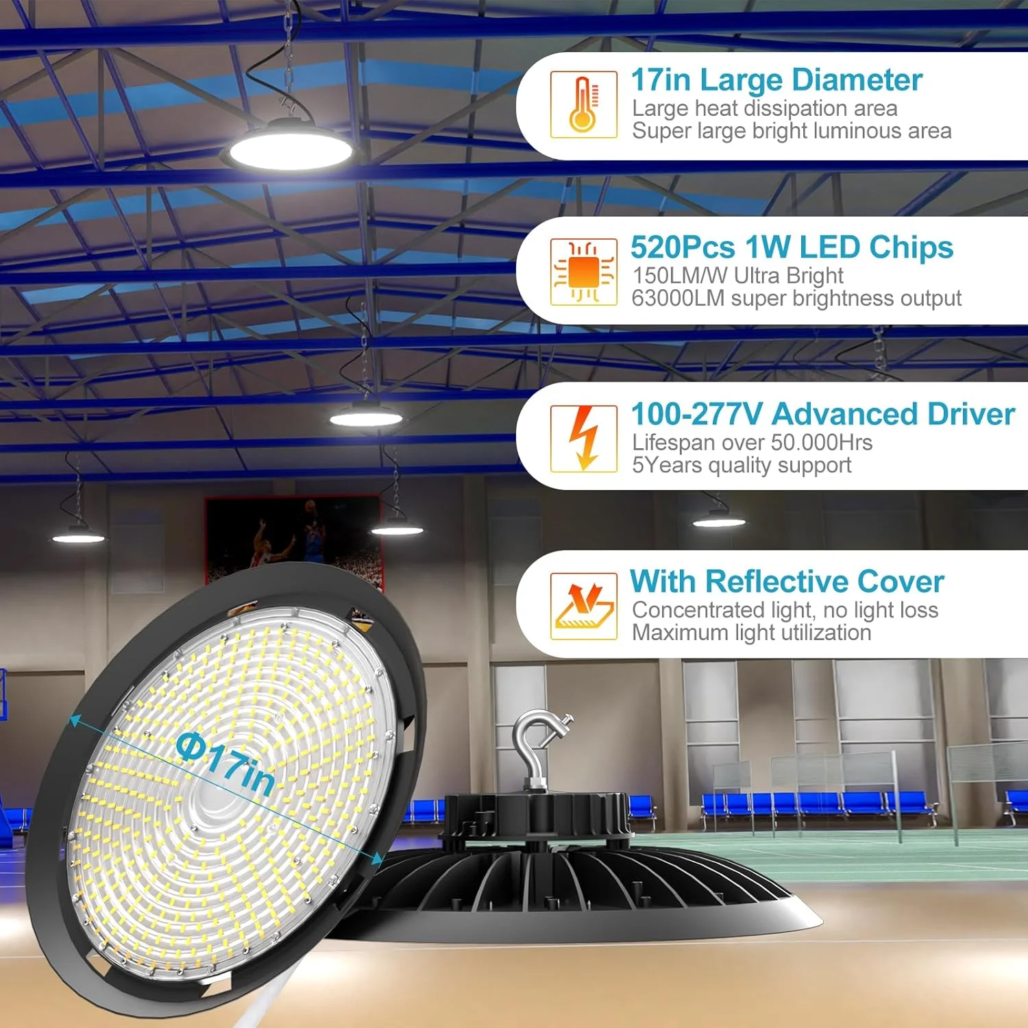 لایت دات - بسته 4 عددی چراغ سوله ای LED 250 وات 35000 لومن (معادل 1000 وات MH/HPS)، روشنایی تجاری سوله ای، AC100-277V 5000K، چراغ سوله ای LED UFO با نور روز با دوشاخه آمریکایی برای گاراژ/انبار لایت دات - بسته 4 عددی چراغ سوله ای LED 250 وات 35000 لومن (معادل 1000 وات MH/HPS)، روشنایی تجاری سوله ای، AC100-277V 5000K، چراغ سوله ای LED UFO با نور روز با دوشاخه آمریکایی برای گاراژ/انبار