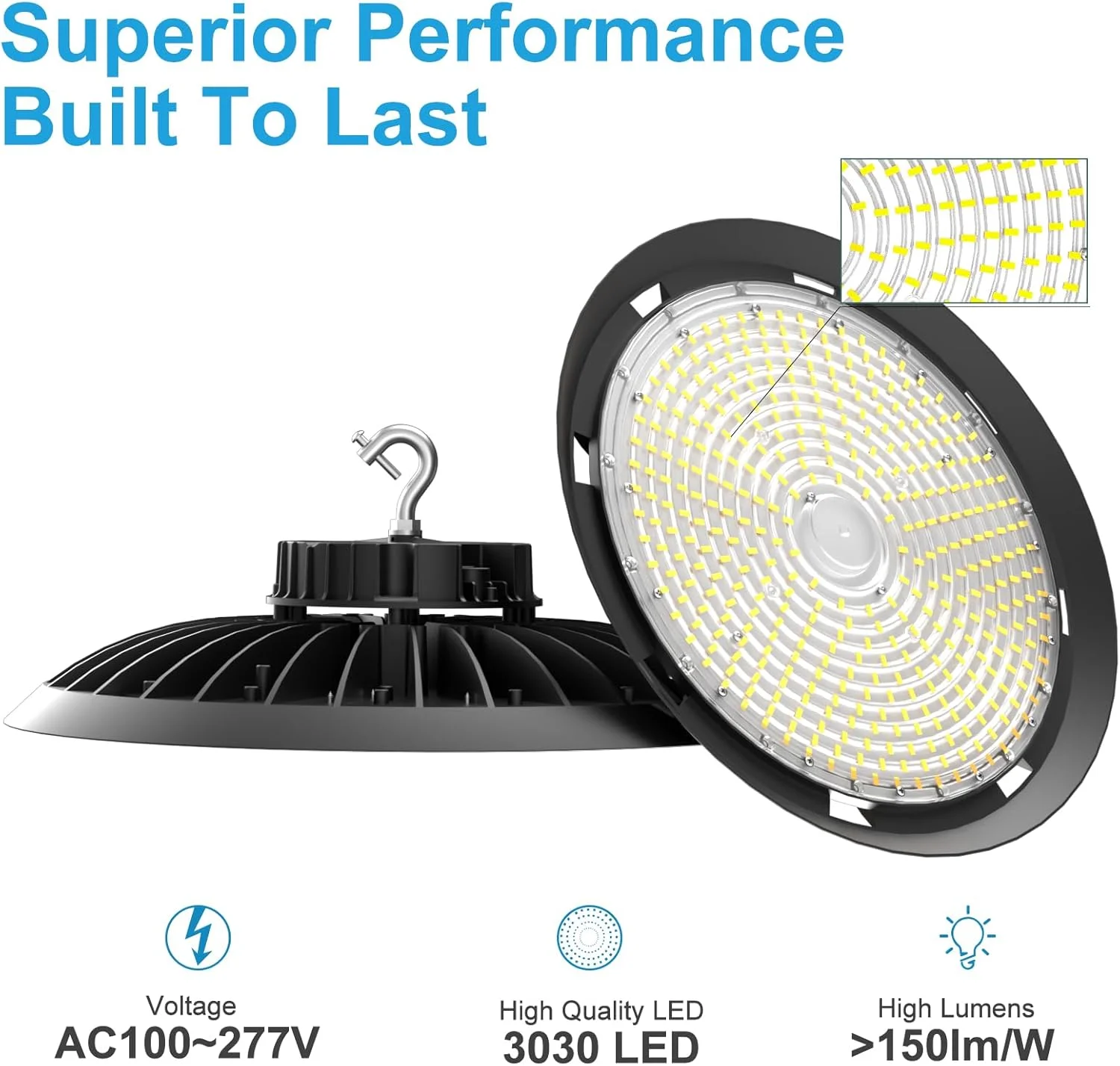 لایت دات - بسته 4 عددی چراغ سوله ای LED 250 وات 35000 لومن (معادل 1000 وات MH/HPS)، روشنایی تجاری سوله ای، AC100-277V 5000K، چراغ سوله ای LED UFO با نور روز با دوشاخه آمریکایی برای گاراژ/انبار لایت دات - بسته 4 عددی چراغ سوله ای LED 250 وات 35000 لومن (معادل 1000 وات MH/HPS)، روشنایی تجاری سوله ای، AC100-277V 5000K، چراغ سوله ای LED UFO با نور روز با دوشاخه آمریکایی برای گاراژ/انبار