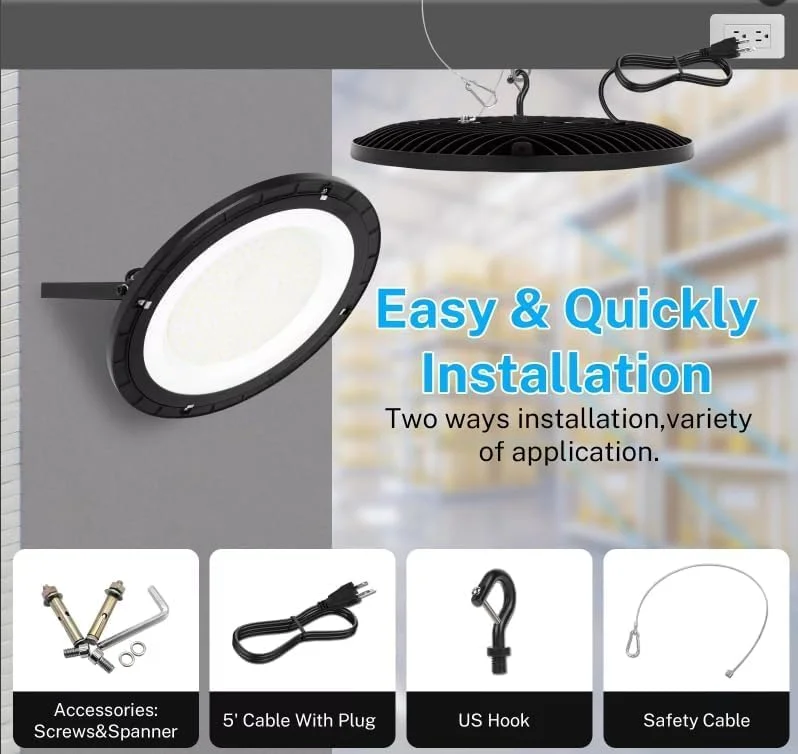 چراغ سوله ای LED مدل LONGLUX 200W بسته 10 عددی، فوق العاده روشن 28000 لومن با دوشاخه آمریکایی، کابل 5 فوتی، 100V-277V، 5000K، ضد آب، چراغ کارگاهی LED برای انبار، کارگاه، کارخانه، انبار غله، روشنایی گاراژ، دارای گواهی FCC چراغ سوله ای LED مدل LONGLUX 200W بسته 10 عددی، فوق العاده روشن 28000 لومن با دوشاخه آمریکایی، کابل 5 فوتی، 100V-277V، 5000K، ضد آب، چراغ کارگاهی LED برای انبار، کارگاه، کارخانه، انبار غله، روشنایی گاراژ، دارای گواهی FCC