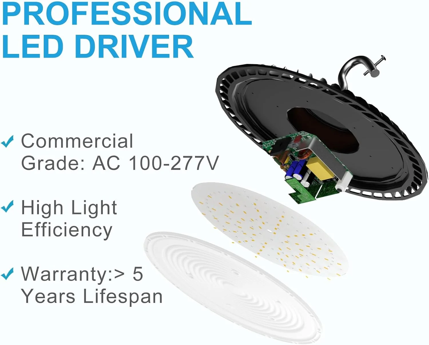 چراغ های سوله ای ال ای دی 420 وات Lightdot، 63000 لومن، چراغ های تجاری UFO، AC100-277V 5000K نور روز، چراغ های کارگاهی ال ای دی سوله ای برای انبار با ارتفاع 30-60 فوت - 5 عدد چراغ های سوله ای ال ای دی 420 وات Lightdot، 63000 لومن، چراغ های تجاری UFO، AC100-277V 5000K نور روز، چراغ های کارگاهی ال ای دی سوله ای برای انبار با ارتفاع 30-60 فوت - 5 عدد