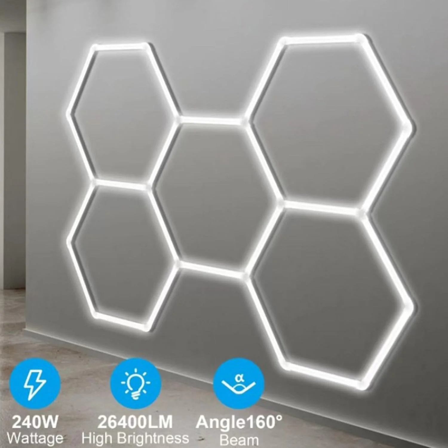 چراغ گاراژ LED شش ضلعی 26400 لومن، چراغ کارگاهی LED زیبایی خودرو برای انبار، کارگاه، سالن ورزشی، زیرزمین چراغ گاراژ LED شش ضلعی 26400 لومن، چراغ کارگاهی LED زیبایی خودرو برای انبار، کارگاه، سالن ورزشی، زیرزمین
