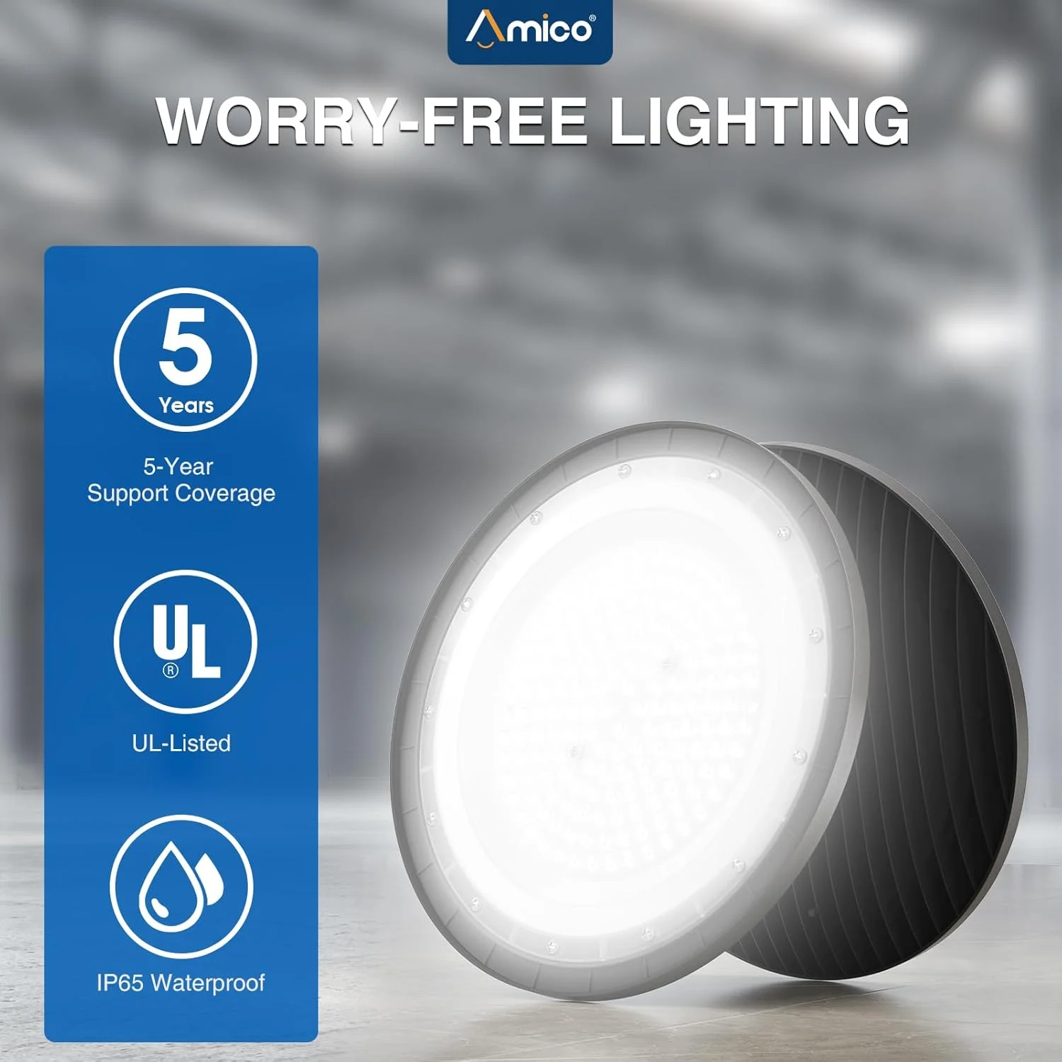 چراغ سوله ای LED آمیکو مدل UFO با توان 150 وات، 21000 لومن، 5000 کلوین، بسته 6 عددی، دارای گواهینامه UL چراغ سوله ای LED آمیکو مدل UFO با توان 150 وات، 21000 لومن، 5000 کلوین، بسته 6 عددی، دارای گواهینامه UL