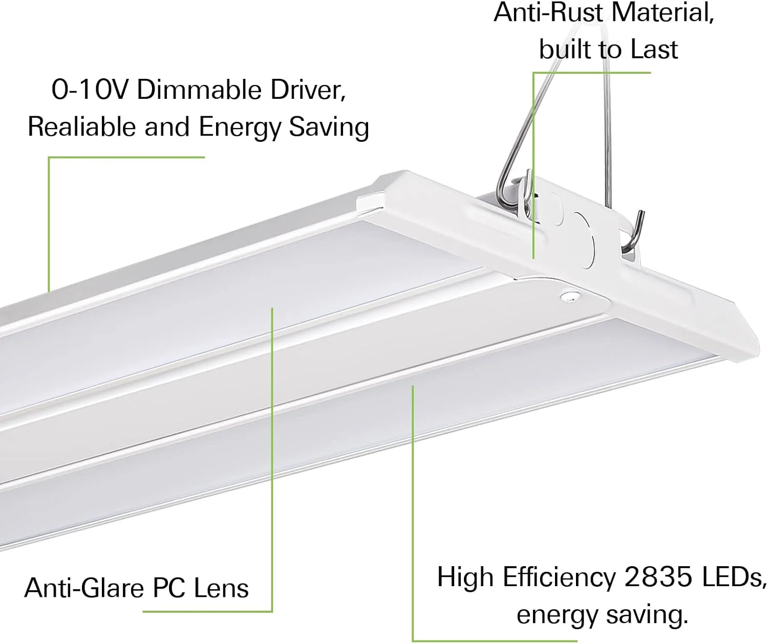 چراغ خطی LED هایکولیتی 4 عددی 2 فوتی، چراغ کارگاهی LED 150 واتی، 19500 لومن 130LM/W، 100-277 ولت، دیمر 0-10 ولت، نور آویز خطی 5000K نور روز برای کارگاه های انبار، دارای لیست UL چراغ خطی LED هایکولیتی 4 عددی 2 فوتی، چراغ کارگاهی LED 150 واتی، 19500 لومن 130LM/W، 100-277 ولت، دیمر 0-10 ولت، نور آویز خطی 5000K نور روز برای کارگاه های انبار، دارای لیست UL
