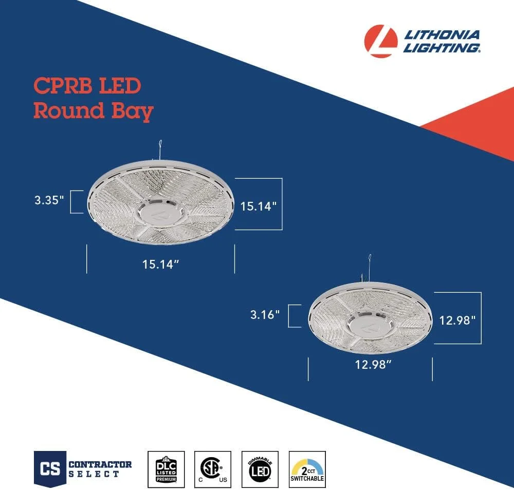 چراغ سقفی گرد صنعتی LED لیتونیا مدل CPRB ALO14 UVOLT SWW9 80CRI DBL با قابلیت تنظیم دمای رنگ و خروجی نور، چند ولتی 120-347 ولت، 15 اینچ، مشکی چراغ سقفی گرد صنعتی LED لیتونیا مدل CPRB ALO14 UVOLT SWW9 80CRI DBL با قابلیت تنظیم دمای رنگ و خروجی نور، چند ولتی 120-347 ولت، 15 اینچ، مشکی