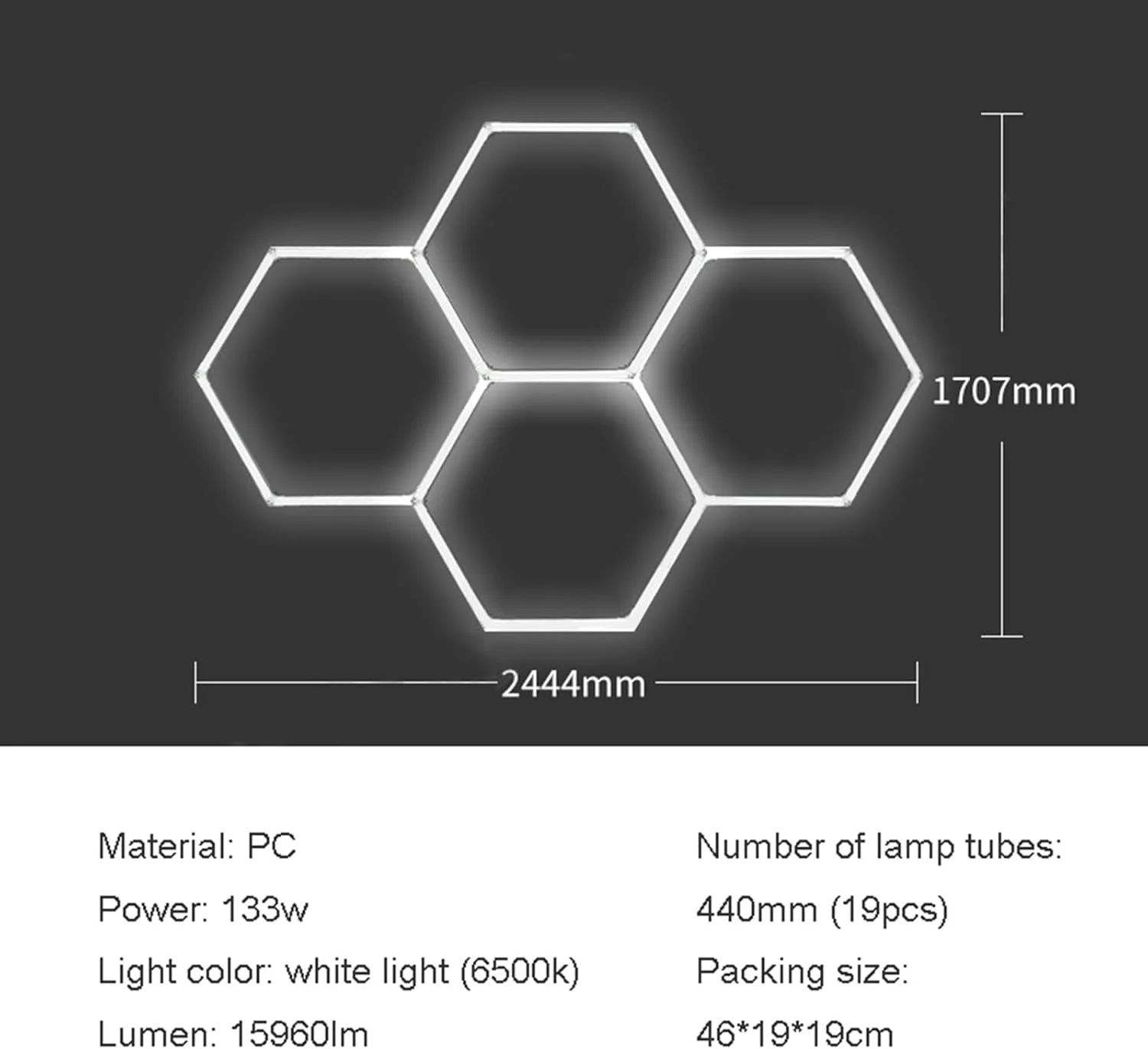 چراغ گاراژ LED شش ضلعی WJWDD-YXMLP، 133 وات 15960 لومن نور سفید روز 6500K، 4 چراغ شبکه شش ضلعی برای کارگاه گاراژ، زیرزمین، سالن ورزشی، انبار چراغ گاراژ LED شش ضلعی WJWDD-YXMLP، 133 وات 15960 لومن نور سفید روز 6500K، 4 چراغ شبکه شش ضلعی برای کارگاه گاراژ، زیرزمین، سالن ورزشی، انبار