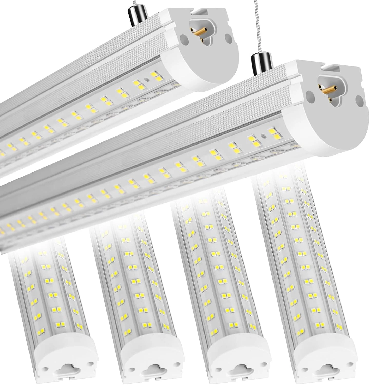 چراغ فروشگاهی LED فیویکش 8 فوتی، چراغ لوله ای LED یکپارچه 125 واتی U شکل، سفید شفاف 6500K، روشنایی LED فوق العاده روشن 20000LM، چراغ های سقفی LED قابل اتصال به صورت نصب سطحی/آویز برای گاراژ، پلاگ اند پلی، بسته 6 عددی