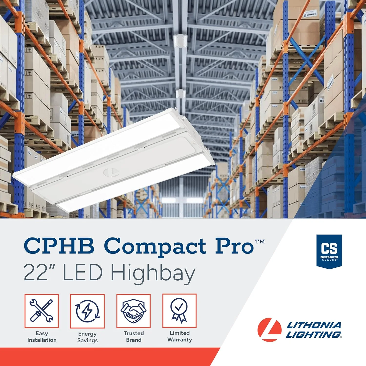 چراغ سوله ای ال ای دی لیتونیا لایتینگ CPHB 24LM MVOLT 40K Compact Pro با 24000 لومن و دمای رنگ 4000 کلوین، سفید