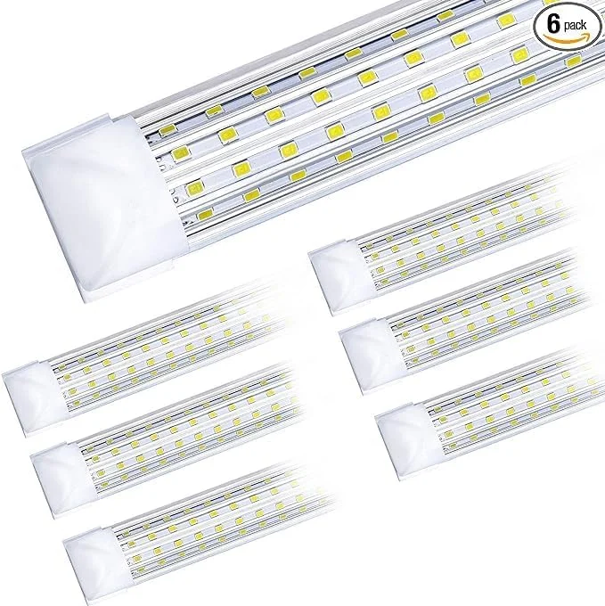 FTUBET (بسته 6 عددی)، چراغ کارگاهی LED 8 فوتی، چراغ های کارگاهی فوق العاده روشن 120 واتی، چراغ های LED 8 فوتی 18800LM 5000K، چراغ های کارگاهی 96 اینچی قابل اتصال برای گاراژ با دوشاخه، چراغ های LED T8 8 فوتی U شکل