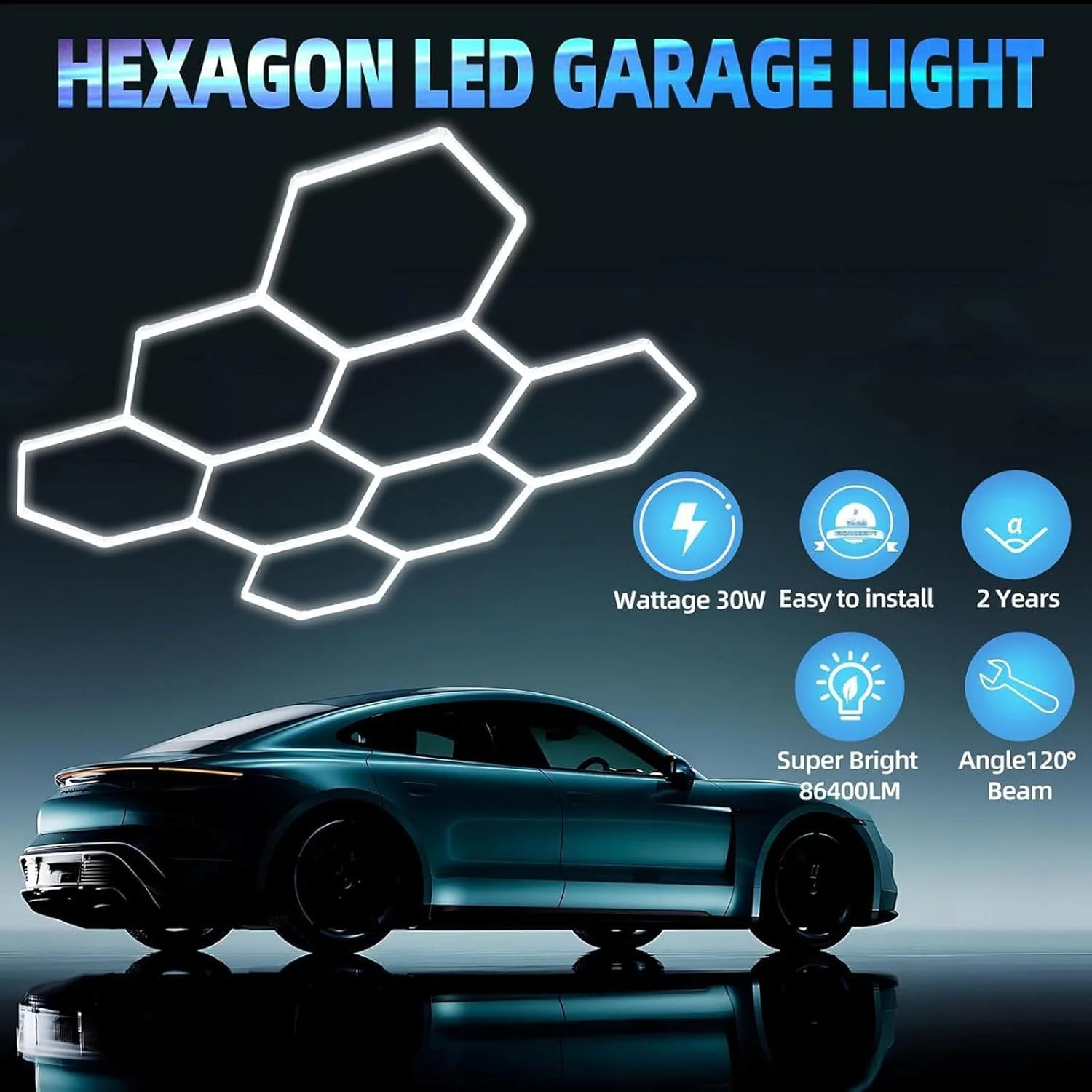 چراغ های گاراژ LED شش ضلعی فوق العاده روشن GUZSWMLZ، PC ضد حریق، دوشاخه پایدار، قابل تنظیم، 110-220 ولت، لومن بالا