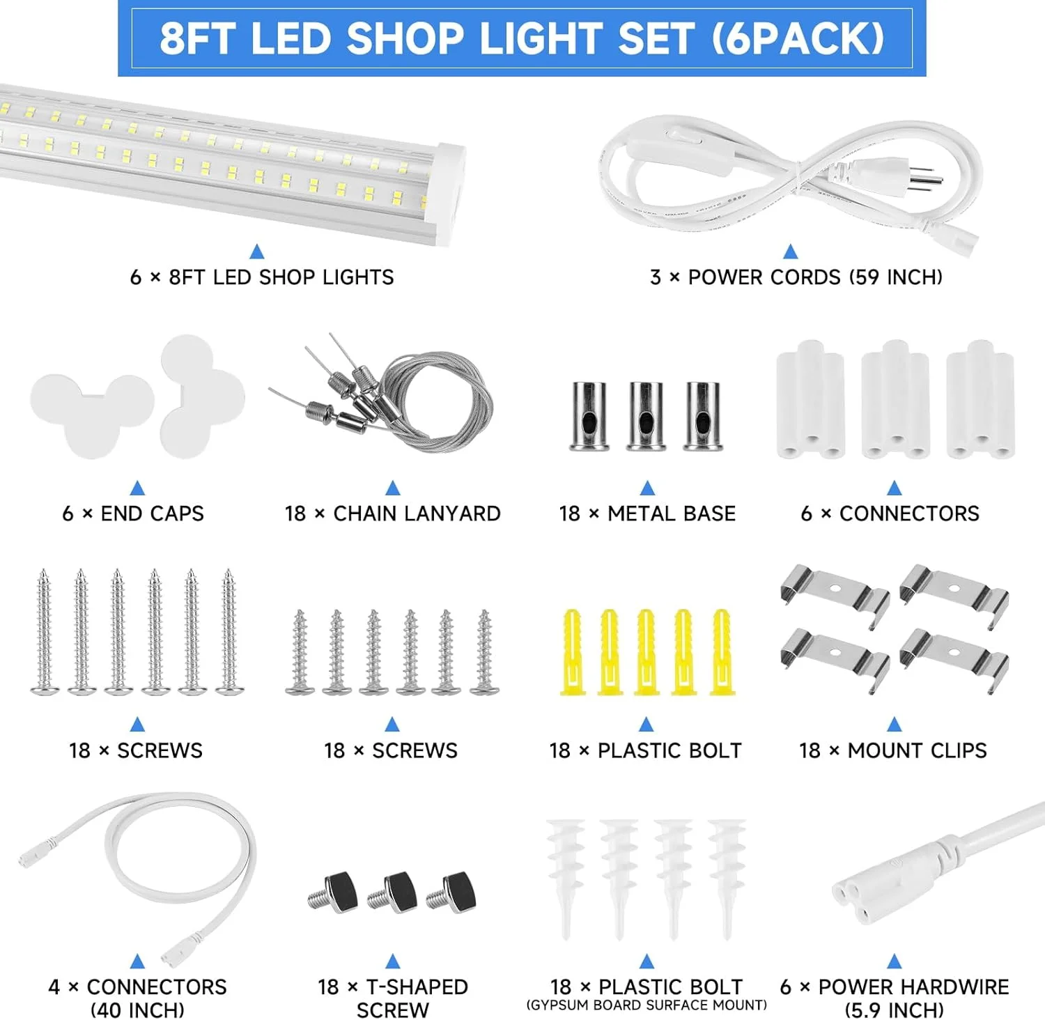چراغ فروشگاهی LED فیویکش 8 فوتی، چراغ لوله ای LED یکپارچه 125 واتی U شکل، سفید شفاف 6500K، روشنایی LED فوق العاده روشن 20000LM، چراغ های سقفی LED قابل اتصال به صورت نصب سطحی/آویز برای گاراژ، پلاگ اند پلی، بسته 6 عددی چراغ فروشگاهی LED فیویکش 8 فوتی، چراغ لوله ای LED یکپارچه 125 واتی U شکل، سفید شفاف 6500K، روشنایی LED فوق العاده روشن 20000LM، چراغ های سقفی LED قابل اتصال به صورت نصب سطحی/آویز برای گاراژ، پلاگ اند پلی، بسته 6 عددی