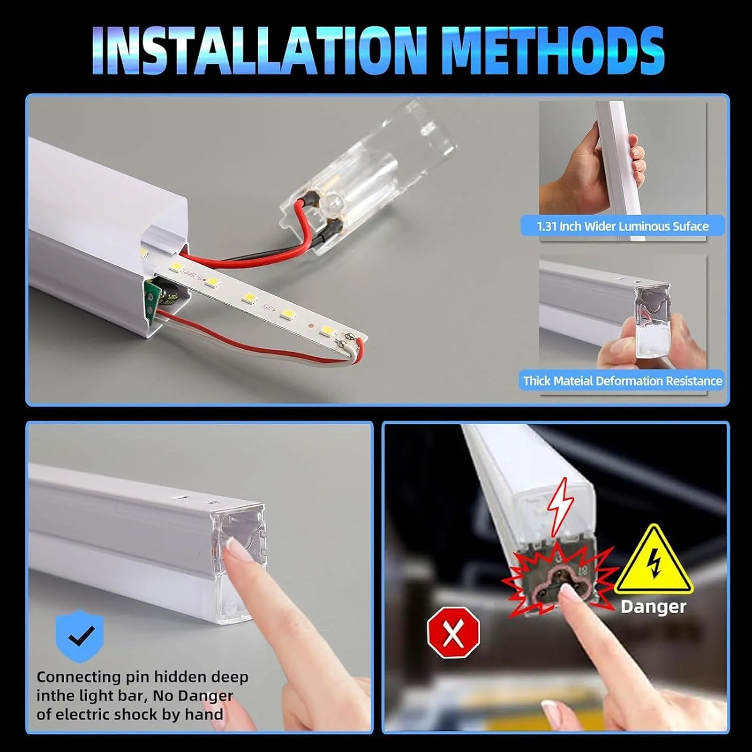 چراغ های گاراژ LED شش ضلعی فوق العاده روشن GUZSWMLZ، PC ضد حریق، دوشاخه پایدار، قابل تنظیم، 110-220 ولت، لومن بالا