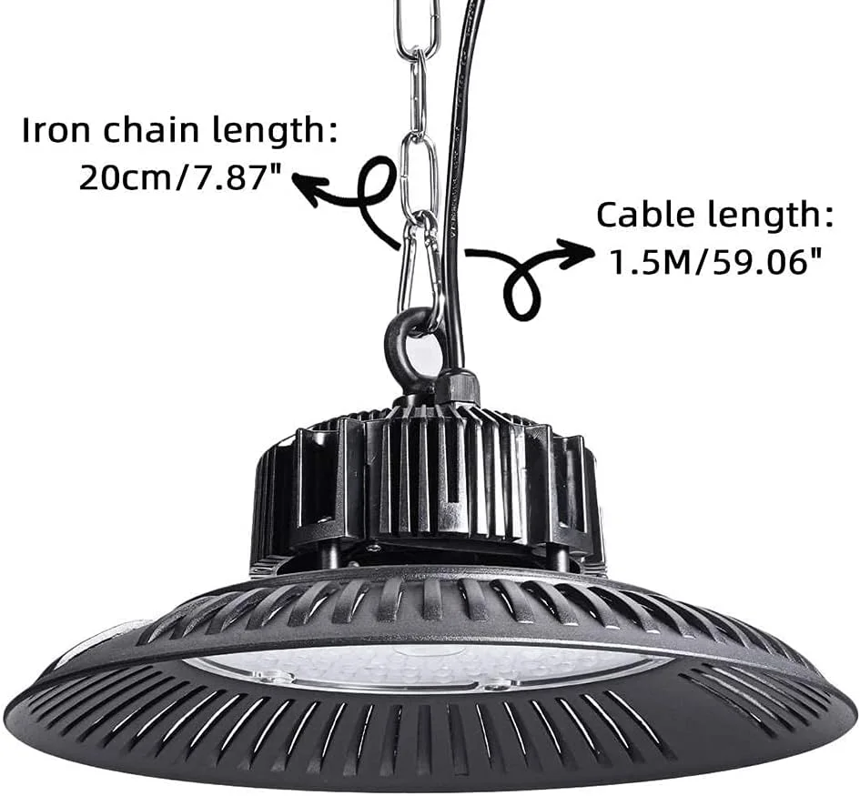 چراغ های LED صنعتی 100W 200W، لامپ صنعتی 85-265 ولت، چراغ های سقفی 6500K نور سفید روز، ضد آب، روشنایی تجاری داخلی کارگاه، 100 وات