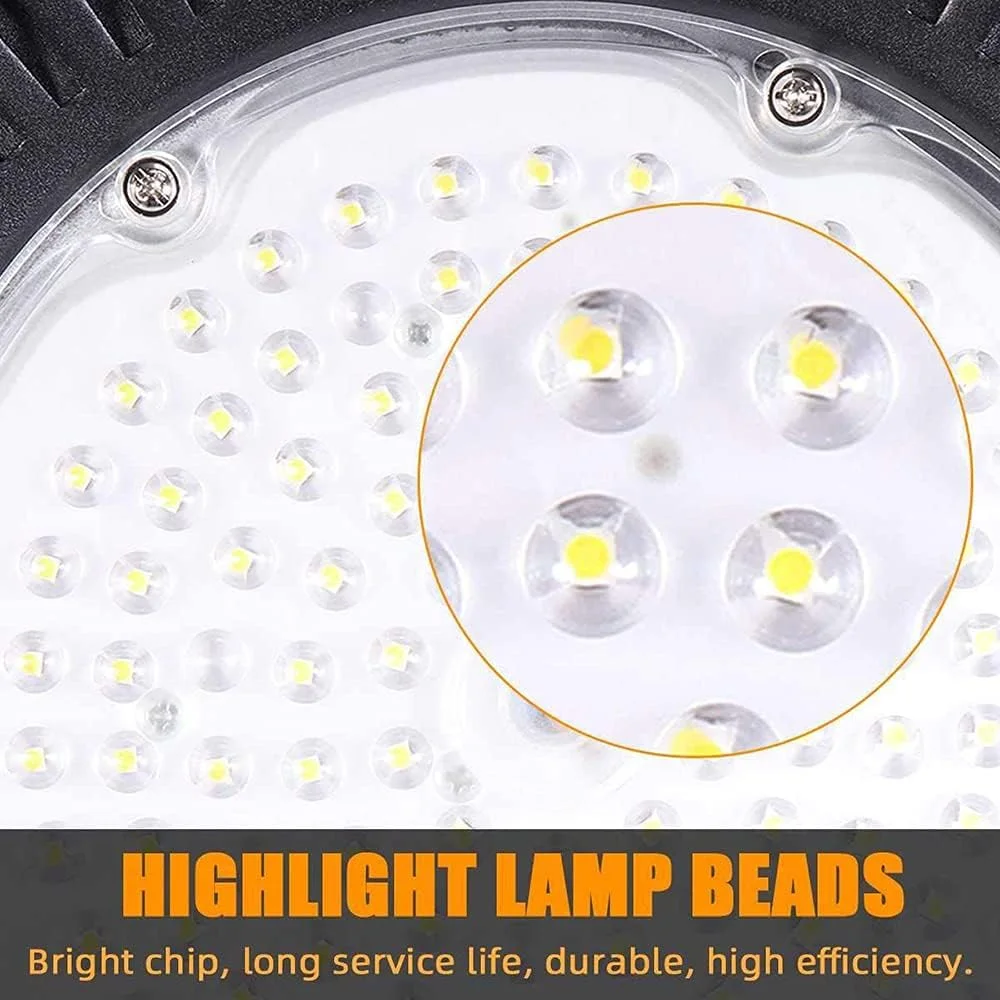 چراغ های LED صنعتی 100W 200W، لامپ صنعتی 85-265 ولت، چراغ های سقفی 6500K نور سفید روز، ضد آب، روشنایی تجاری داخلی کارگاه، 100 وات