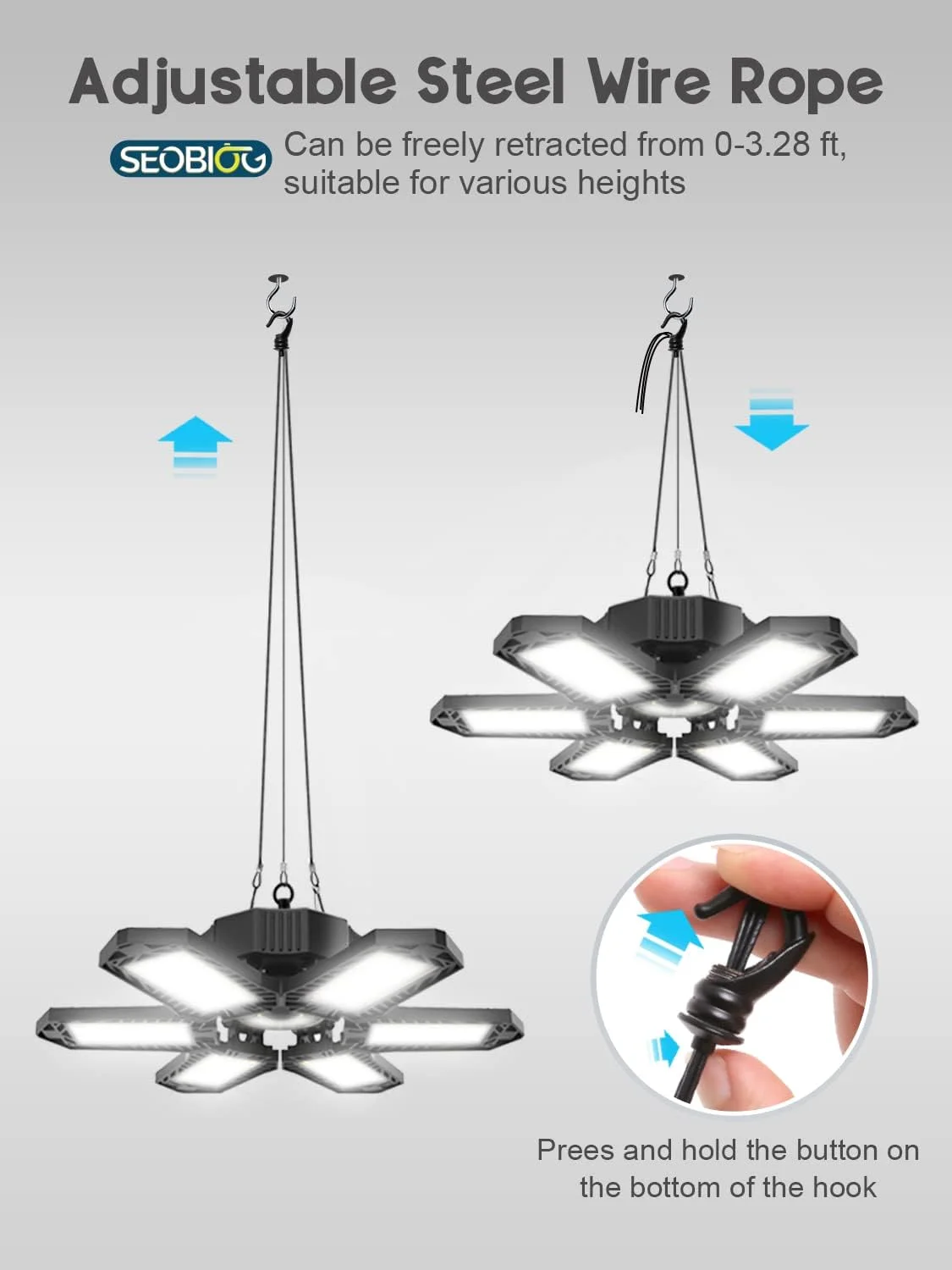 چراغ های گاراژ LED سئوبی او جی مدل 4 عددی، چراغ کارگاهی LED با قابلیت اتصال 200 وات 20000 لومن، چراغ سقفی 6500K با 6+1 پنل تغییر شکل پذیر برای گاراژ، انبار، انبار غله، زیرزمین (دارای کلید روشن/خاموش داخلی) چراغ های گاراژ LED سئوبی او جی مدل 4 عددی، چراغ کارگاهی LED با قابلیت اتصال 200 وات 20000 لومن، چراغ سقفی 6500K با 6+1 پنل تغییر شکل پذیر برای گاراژ، انبار، انبار غله، زیرزمین (دارای کلید روشن/خاموش داخلی)