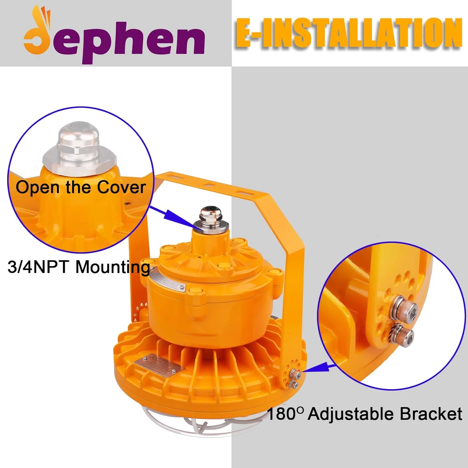 چراغ ضد انفجار LED دیفن 60 وات، دارای گواهینامه UL 844 کلاس I Division II، روشنایی انبار صنعتی، 8400 لومن معادل 240 وات، نور روز 5700K، ضد آب IP66، نصب 3/4 اینچ NPT / براکت چراغ ضد انفجار LED دیفن 60 وات، دارای گواهینامه UL 844 کلاس I Division II، روشنایی انبار صنعتی، 8400 لومن معادل 240 وات، نور روز 5700K، ضد آب IP66، نصب 3/4 اینچ NPT / براکت