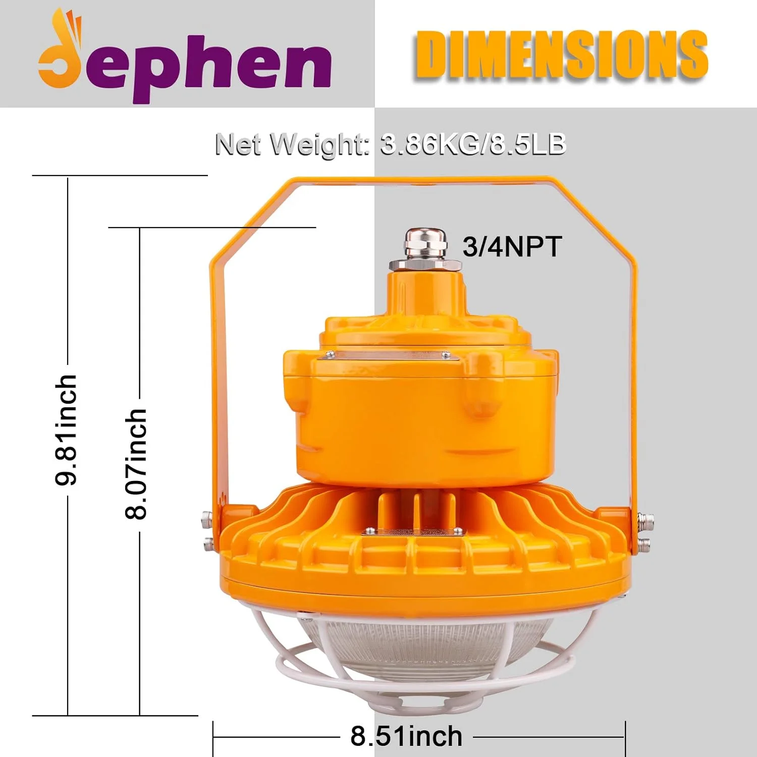 چراغ ضد انفجار LED دیفن 60 وات، دارای گواهینامه UL 844 کلاس I Division II، روشنایی انبار صنعتی، 8400 لومن معادل 240 وات، نور روز 5700K، ضد آب IP66، نصب 3/4 اینچ NPT / براکت چراغ ضد انفجار LED دیفن 60 وات، دارای گواهینامه UL 844 کلاس I Division II، روشنایی انبار صنعتی، 8400 لومن معادل 240 وات، نور روز 5700K، ضد آب IP66، نصب 3/4 اینچ NPT / براکت