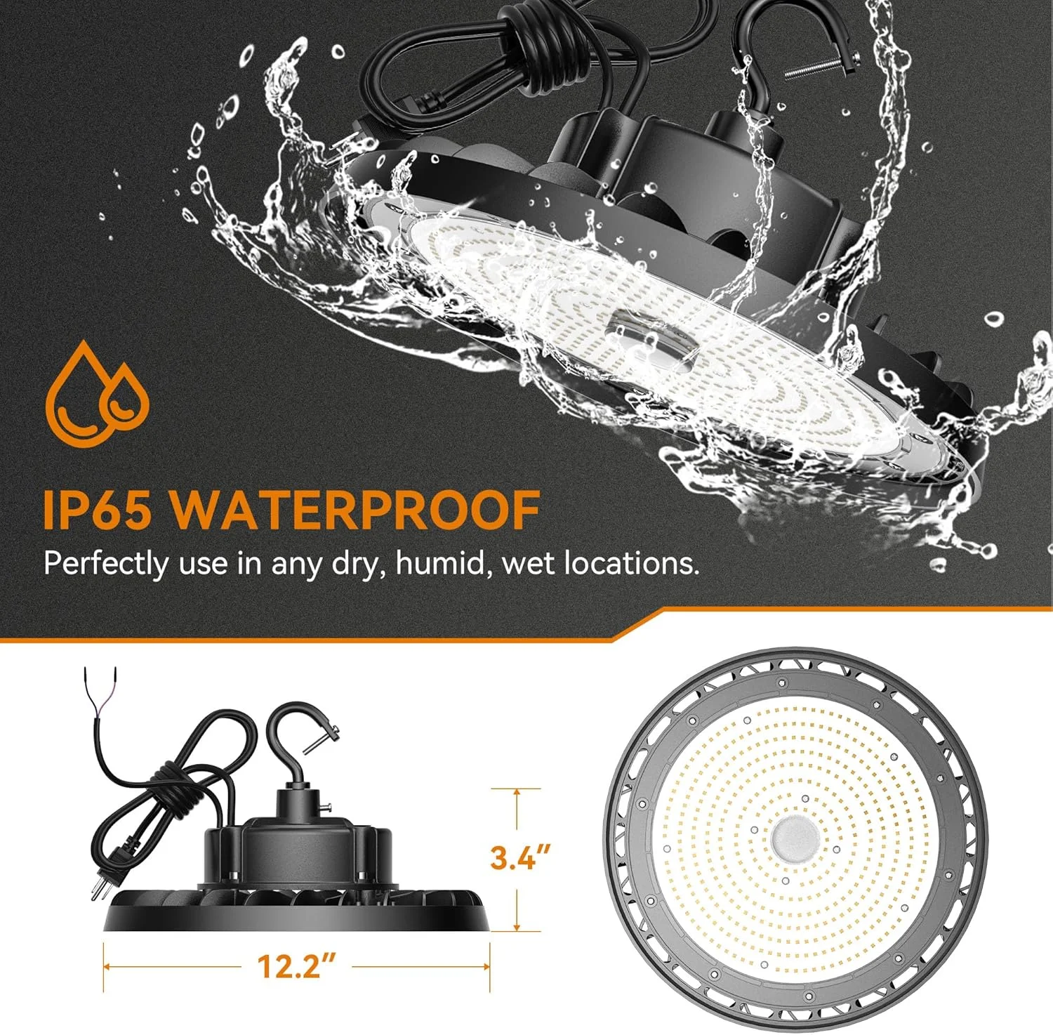 چراغ سوله ای LED مدل SHINEWOO UFO با توان 240 وات، 36000 لومن، نور سفید 5000K، چراغ کارگاهی LED با قابلیت تنظیم نور 0-10 ولت به همراه دوشاخه آمریکایی و کابل 5 فوتی، چراغ های LED تجاری برای انبار، چراغ روشنایی منطقه کارخانه، بسته 2 عددی چراغ سوله ای LED مدل SHINEWOO UFO با توان 240 وات، 36000 لومن، نور سفید 5000K، چراغ کارگاهی LED با قابلیت تنظیم نور 0-10 ولت به همراه دوشاخه آمریکایی و کابل 5 فوتی، چراغ های LED تجاری برای انبار، چراغ روشنایی منطقه کارخانه، بسته 2 عددی