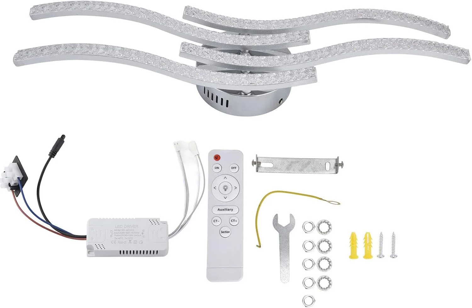 چراغ سقفی ViaGasaFamido، چراغ سقفی LED AC85-265V 64W، چراغ با کنترل از راه دور، چراغ 4 محوره برای اتاق نشیمن، اتاق خواب، LED چراغ سقفی ViaGasaFamido، چراغ سقفی LED AC85-265V 64W، چراغ با کنترل از راه دور، چراغ 4 محوره برای اتاق نشیمن، اتاق خواب، LED