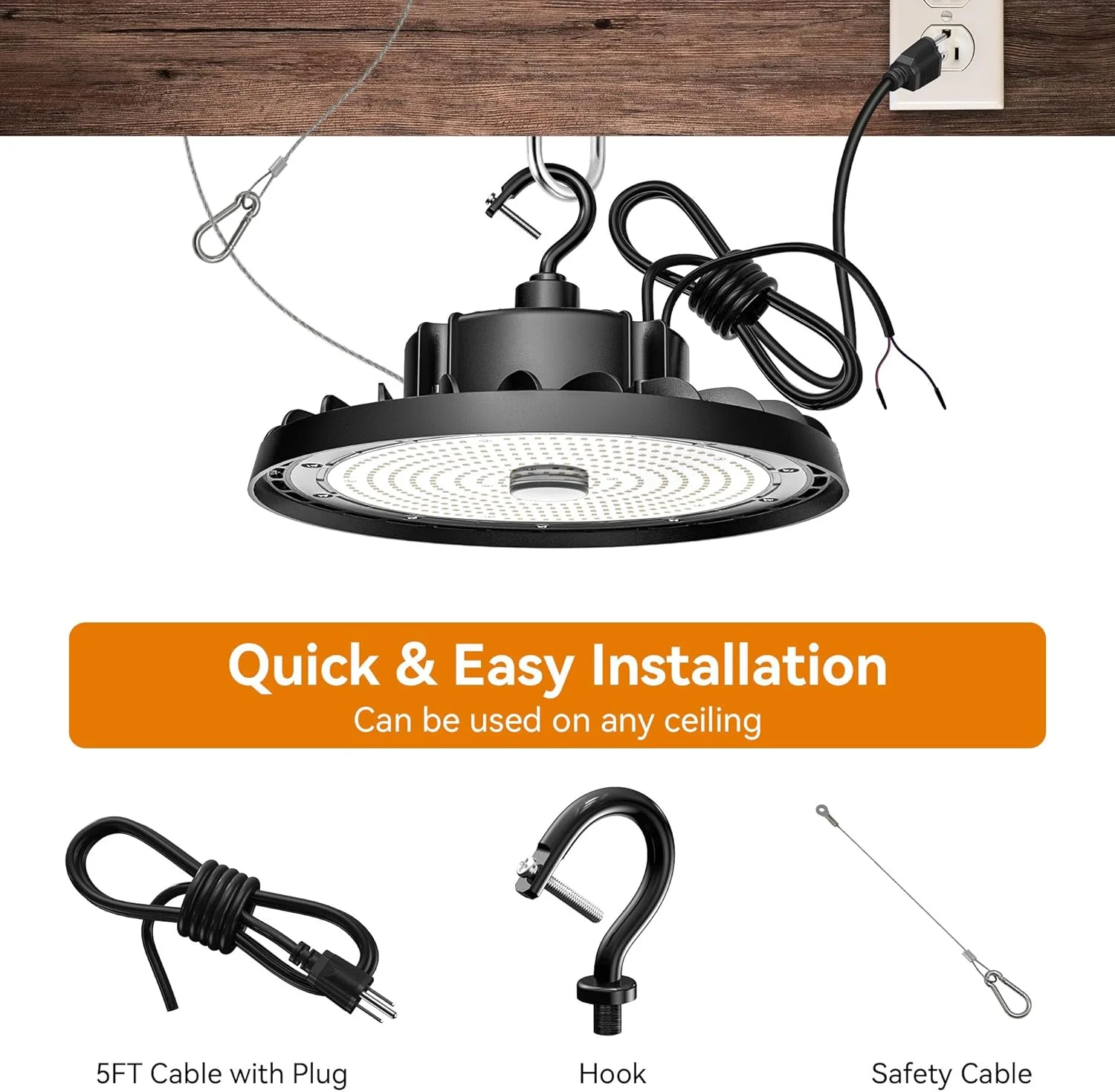 چراغ سوله ای LED مدل SHINEWOO UFO با توان 240 وات، 36000 لومن، نور سفید 5000K، چراغ کارگاهی LED با قابلیت تنظیم نور 0-10 ولت به همراه دوشاخه آمریکایی و کابل 5 فوتی، چراغ های LED تجاری برای انبار، چراغ روشنایی منطقه کارخانه، بسته 2 عددی چراغ سوله ای LED مدل SHINEWOO UFO با توان 240 وات، 36000 لومن، نور سفید 5000K، چراغ کارگاهی LED با قابلیت تنظیم نور 0-10 ولت به همراه دوشاخه آمریکایی و کابل 5 فوتی، چراغ های LED تجاری برای انبار، چراغ روشنایی منطقه کارخانه، بسته 2 عددی