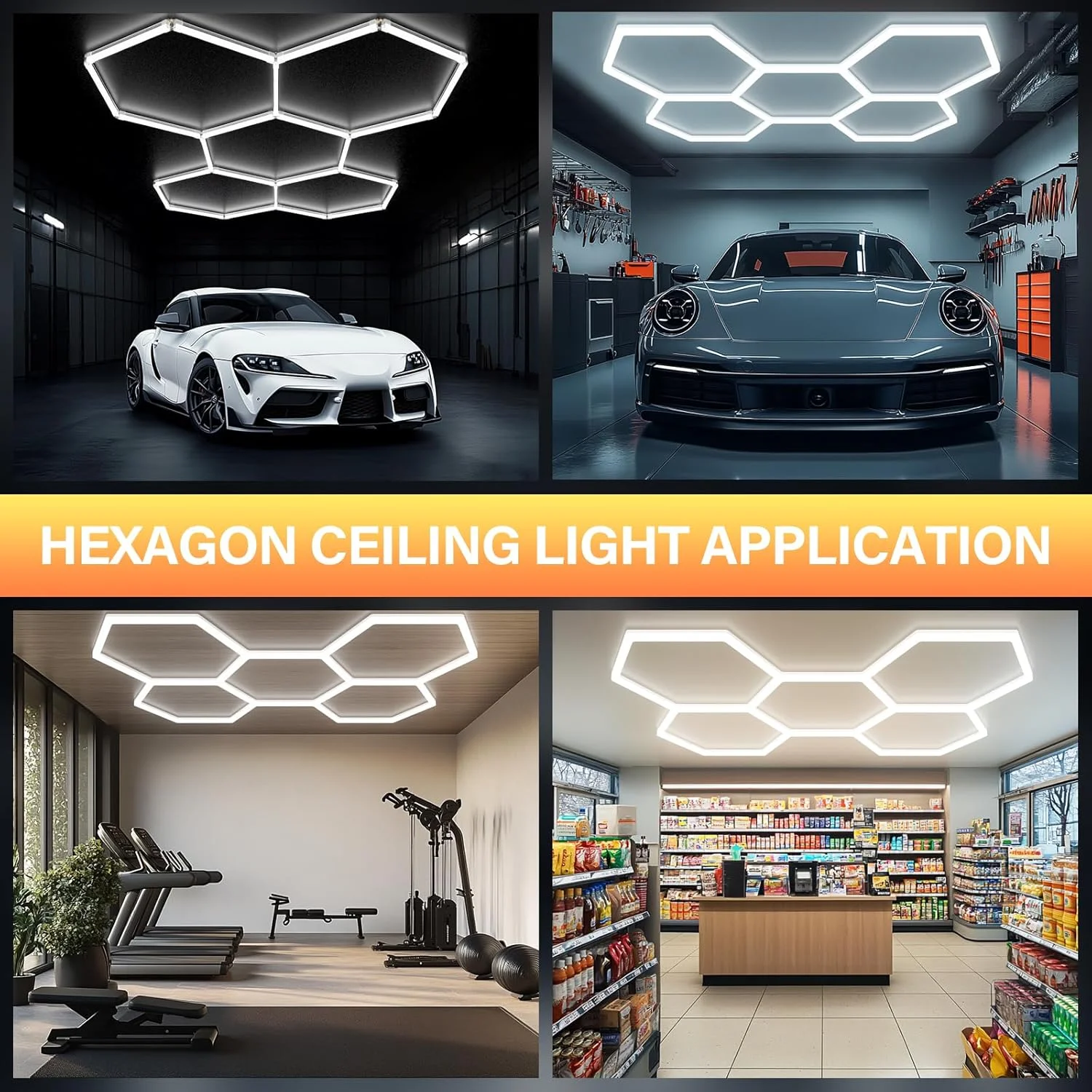 چراغ های LED گاراژ شش ضلعی ALLYES، 24000LM 5000K 200W، چراغ سقفی LED لانه زنبوری، لوله نور بزرگتر و عریض تر ارتقا یافته، چراغ های شش ضلعی کارگاهی برای دیتیلینگ خودرو، دفتر کار، باشگاه، آرایشگاه چراغ های LED گاراژ شش ضلعی ALLYES، 24000LM 5000K 200W، چراغ سقفی LED لانه زنبوری، لوله نور بزرگتر و عریض تر ارتقا یافته، چراغ های شش ضلعی کارگاهی برای دیتیلینگ خودرو، دفتر کار، باشگاه، آرایشگاه