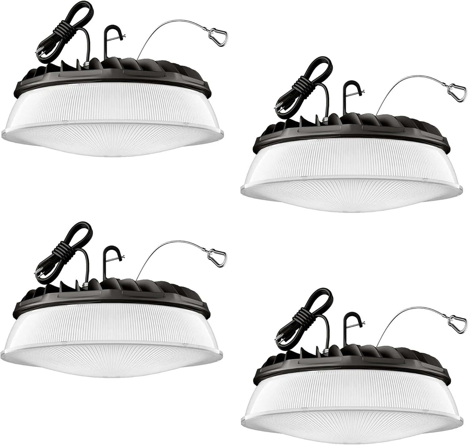 چراغ سوله ای ال ای دی 200 وات الاروسلاکس مدل UFO با پخش کننده نور، 28000 لومن، 5000 کلوین، چراغ های سوله ای ال ای دی AC110-277V، کابل با دوشاخه 5 فوتی، چراغ های ضد آب UFO برای گاراژ، کارگاه، باشگاه، کارخانه (4 عدد)