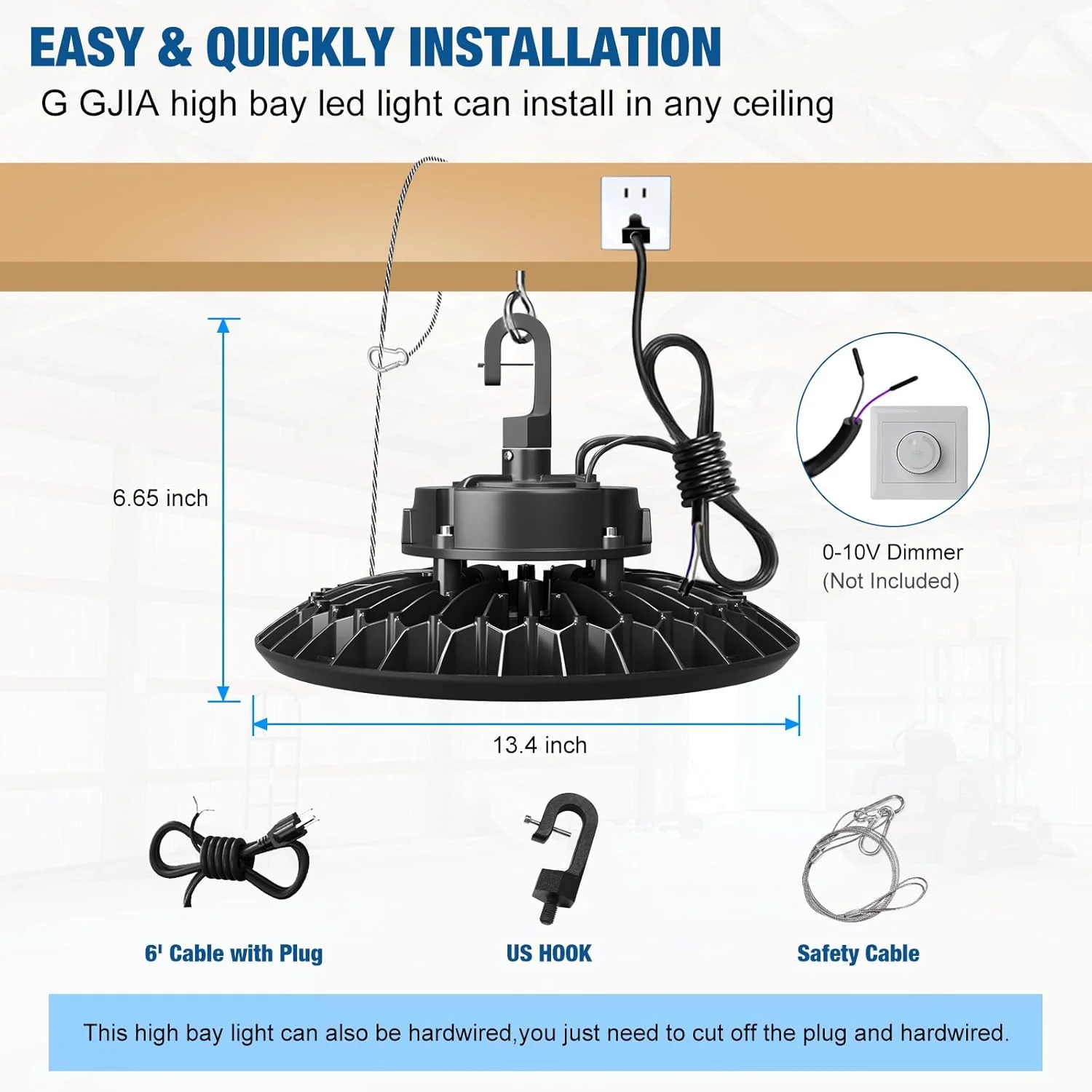 چراغ سوله ای LED گلاتول G GJIA فوق العاده روشن و دیمر پذیر AC100-277V 200W 30000LM 5000K دارای لیست DLC/ETL با سیم 6 فوتی و دوشاخه آمریکایی، مناسب برای انبار و کارگاه (بسته 4 عددی) چراغ سوله ای LED گلاتول G GJIA فوق العاده روشن و دیمر پذیر AC100-277V 200W 30000LM 5000K دارای لیست DLC/ETL با سیم 6 فوتی و دوشاخه آمریکایی، مناسب برای انبار و کارگاه (بسته 4 عددی)