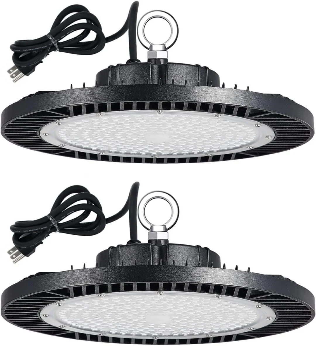 چراغ های سوله ای LED فیکوس 2 بسته 200 واتی، چراغ سوله ای LED UFO، 28000 لومن (معادل 800 وات MH/HPS)، نور روز 5000K، IP65، کابل 5 فوتی با دوشاخه آمریکایی، طناب ایمنی برای گاراژ/انبار/کارگاه